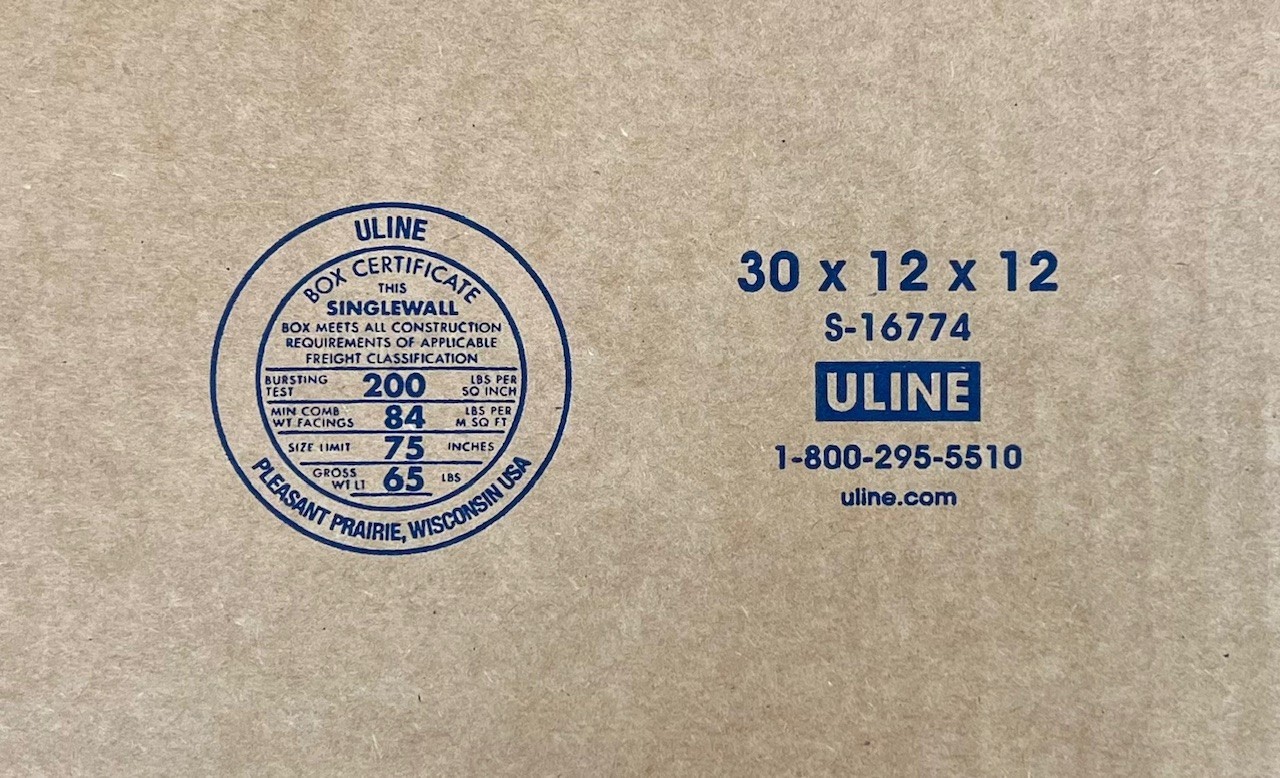 30″ x 12″ x 12″ CARDBOARD BOX – 200 lb – SINGLE BOX – LONG