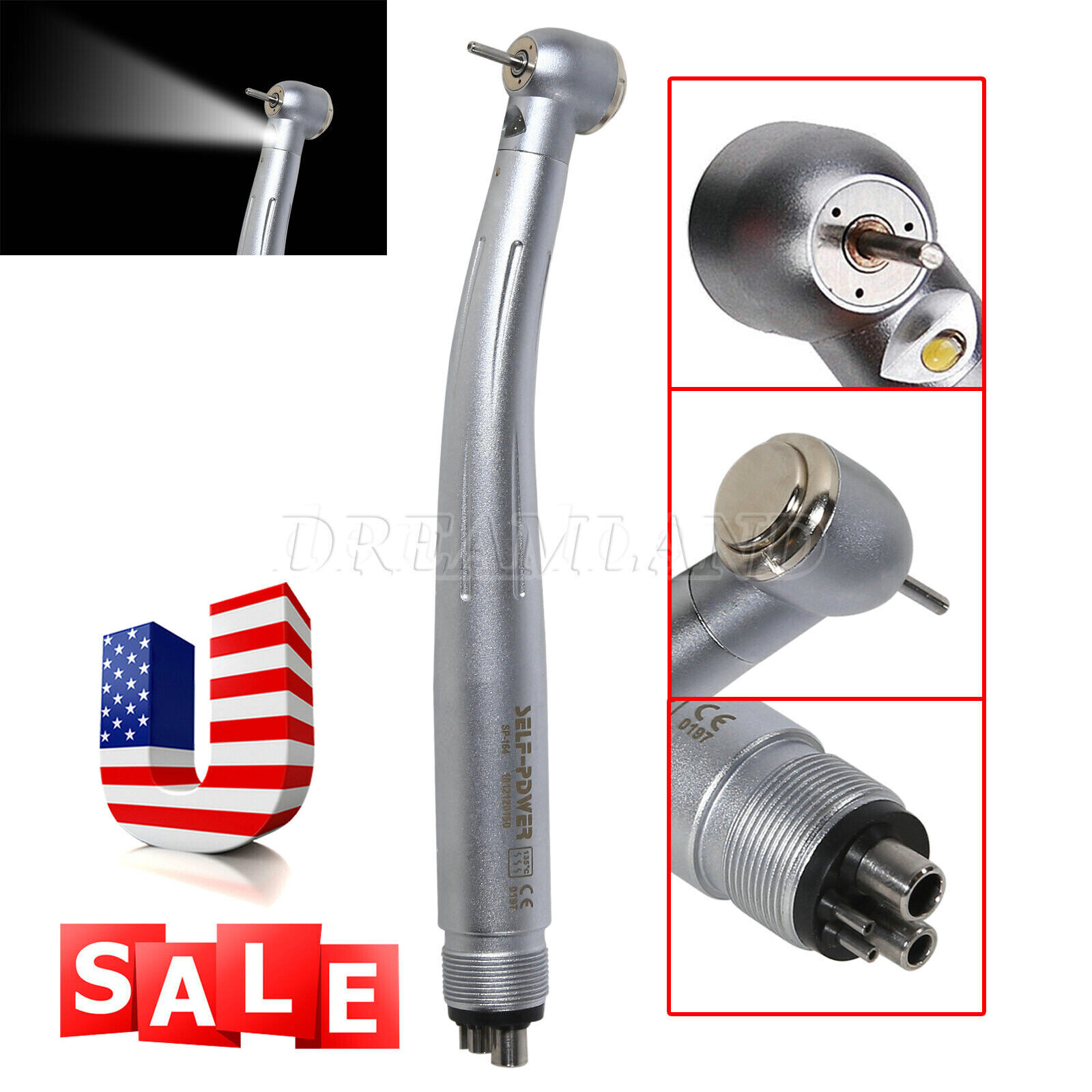 NSK Style Dental Fiber Optic LED E-generator High Speed Handpiece Turbine 4 HOLE