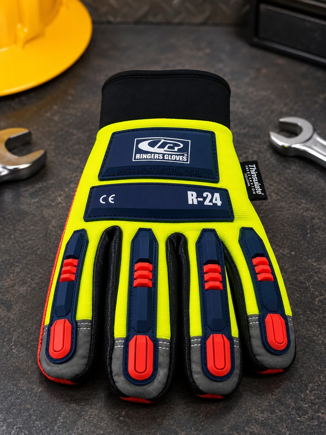 Ringers Gloves R-24 Hi-Vis Impact Protection Thinsulate Work Gloves Size L OR XL