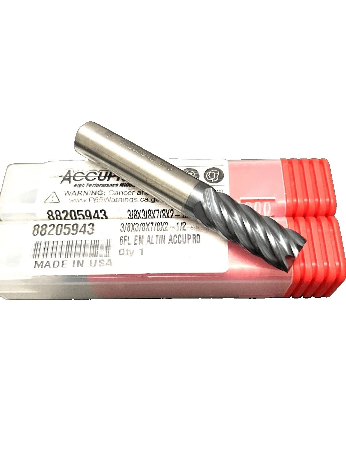 Accupro 3/8″ 6FL Square End Mill Solid Carbide AlTiN 7/8″ LOC 88205943 NEW