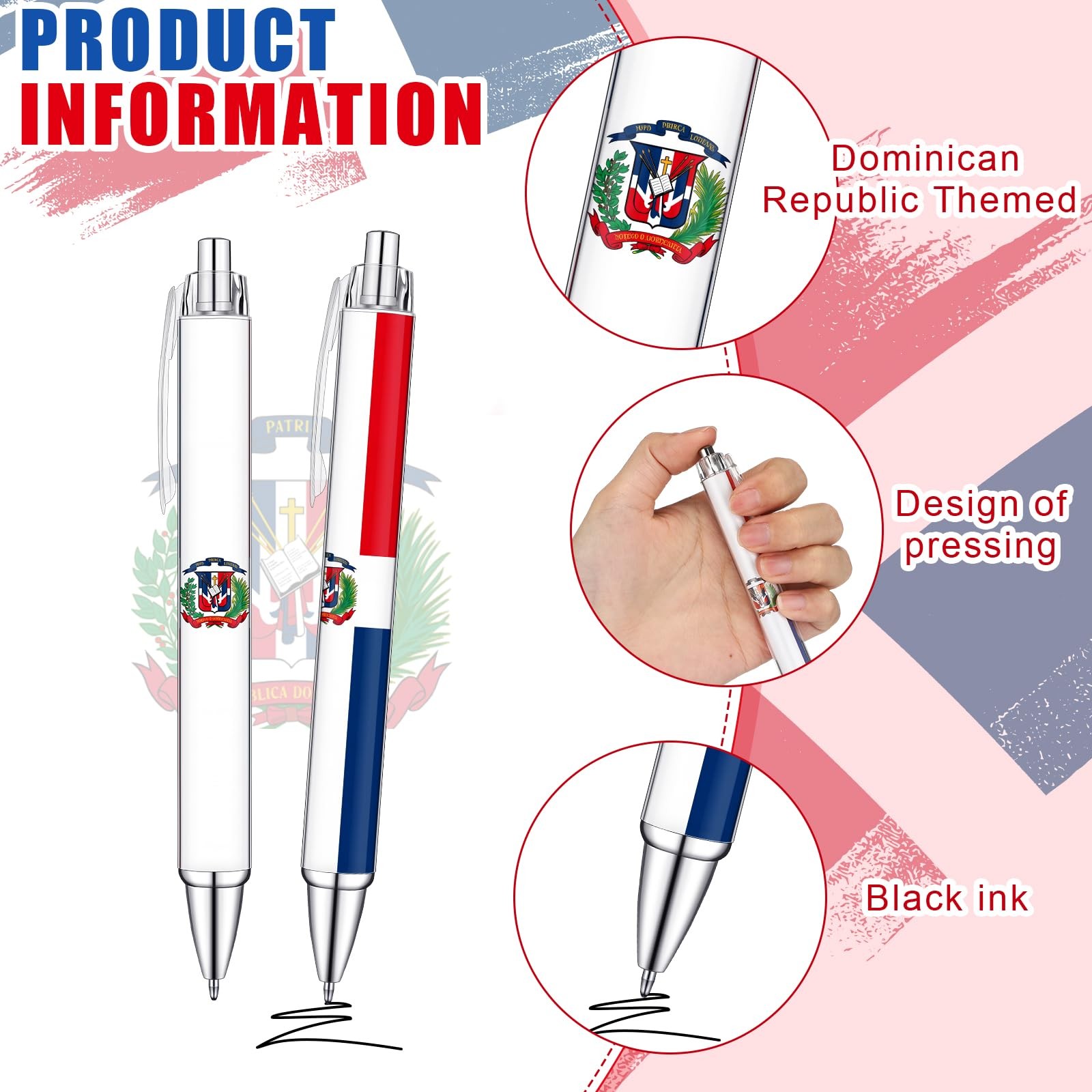 36 Pcs Dominican Republic Flag Ballpoint Pen Funny Retractable Rolling Paper …