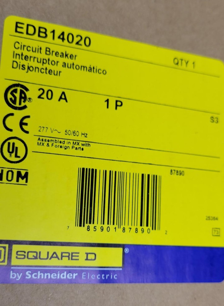 SQUARE D EDB14020 CIRCUIT BREAKER – LOT OF 6