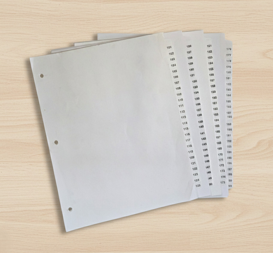 Side-Numbered Exhibit Tabs 101-200 w/ Laminated Tabs (Pre-Owned, 3-Hole Punched)