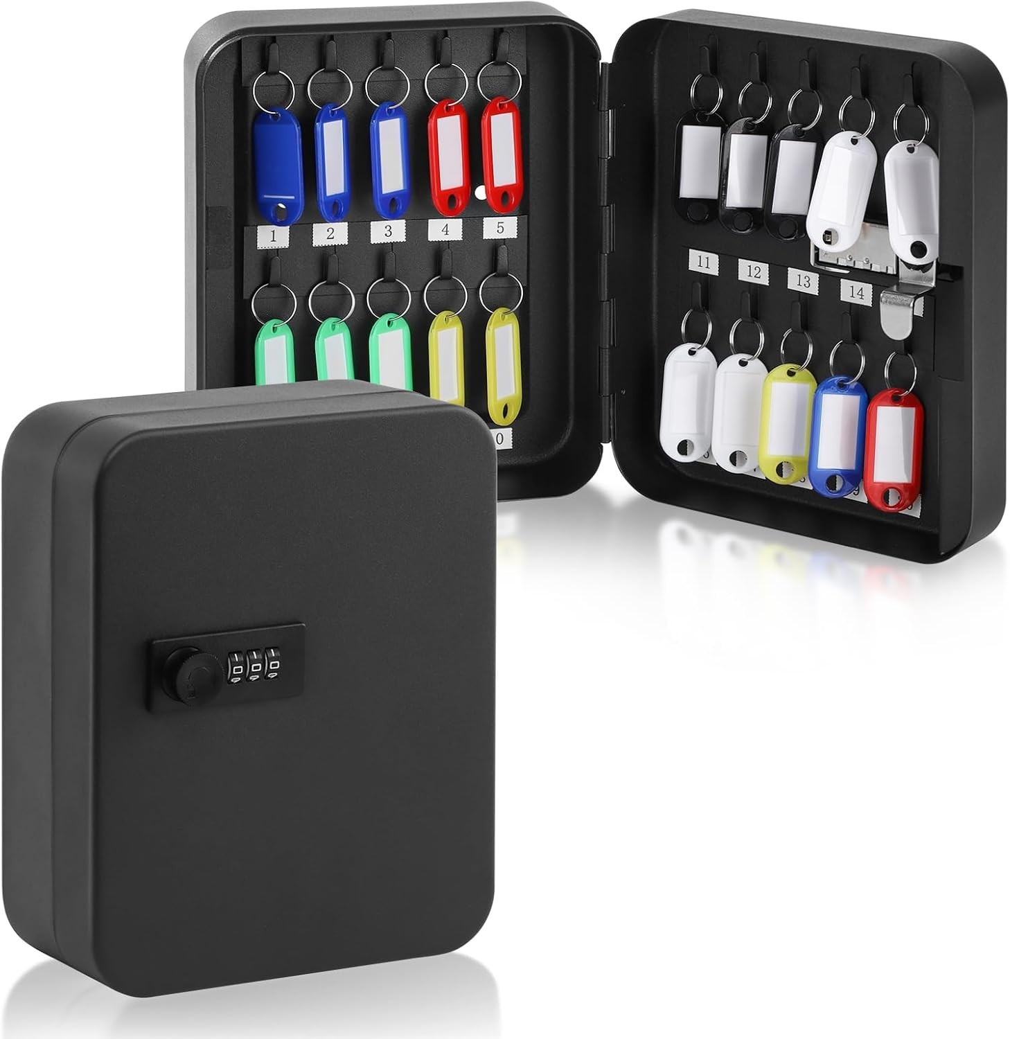 20 Key Storage Lock Box with Code, Key Cabinet Organizer Wall Mount with Comb…
