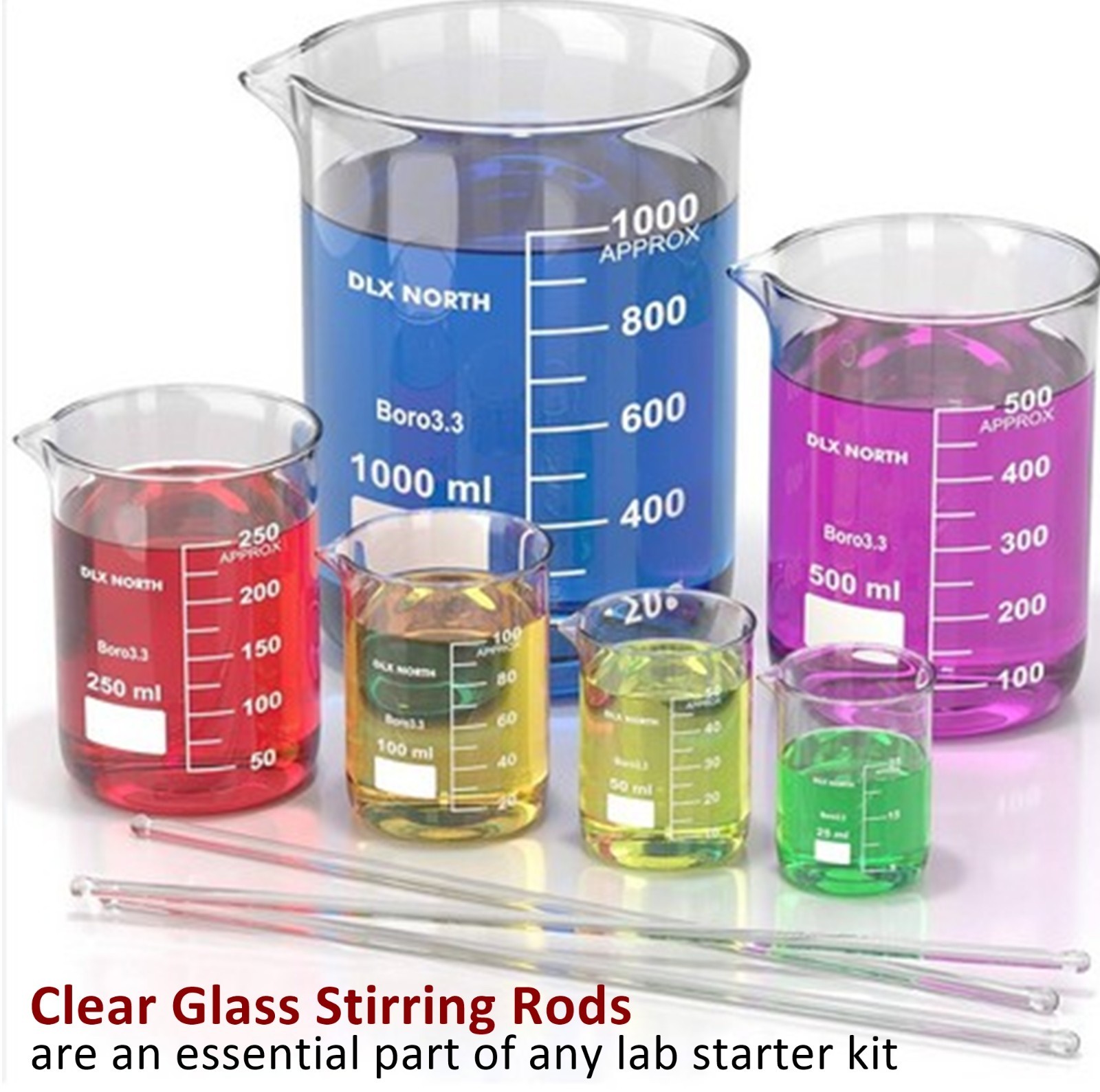 12 Pack Glass Stirring Rods 13.8″(350MM) For Science Education,Lab & Kitchen Use