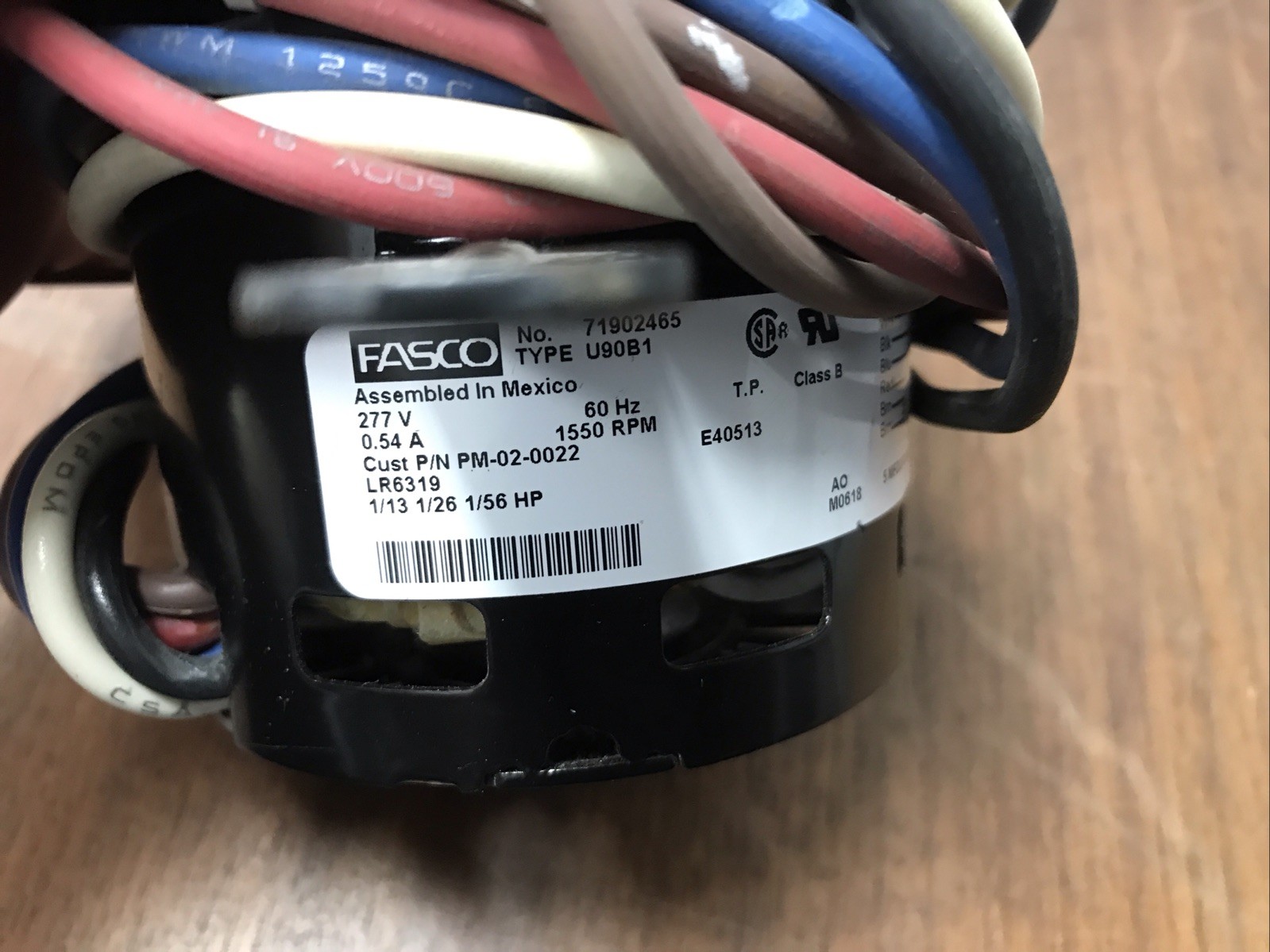 Fasco fan motor 71902465 Type U90B1 277v 1550 RPM