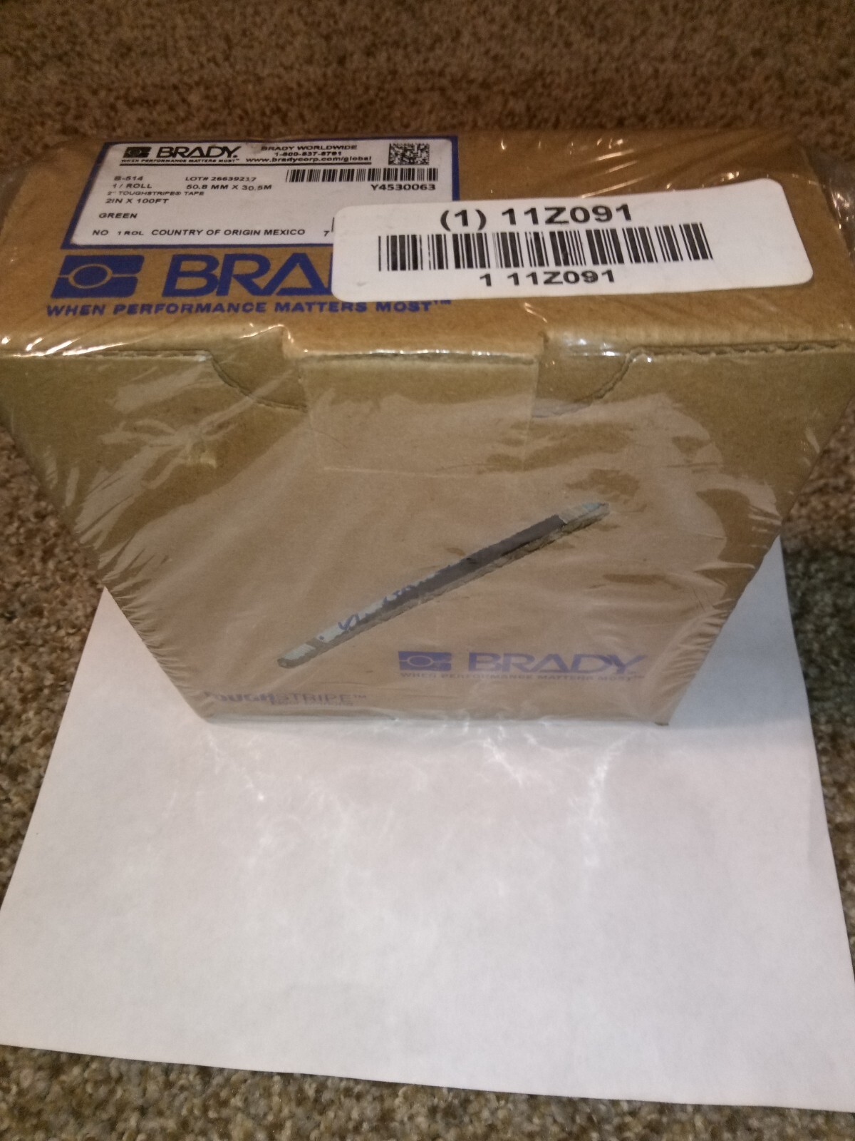 NEW GENUINE BRADY B-514 GREEN 2″ X 100FT TOUGHSTRIP TAPE 50.8MM X 30.5M, 11Z091