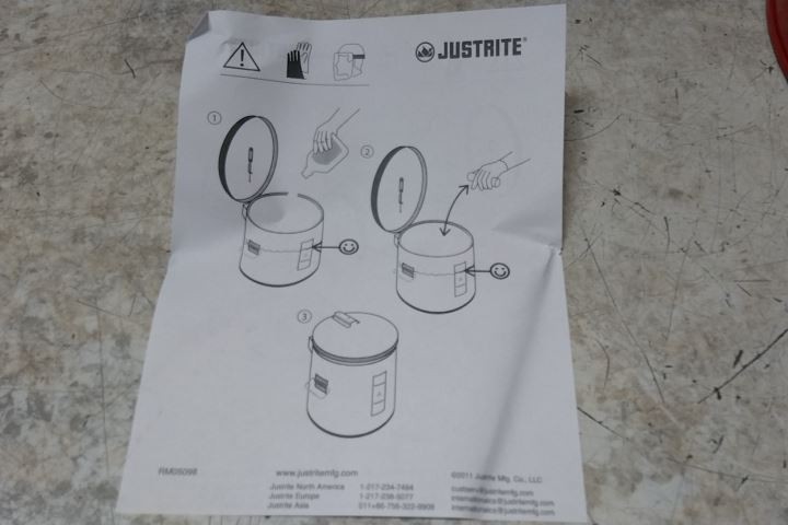 Justrite 27605 5 Gal Capacity Red Powder Coated Steel Dip Tank
