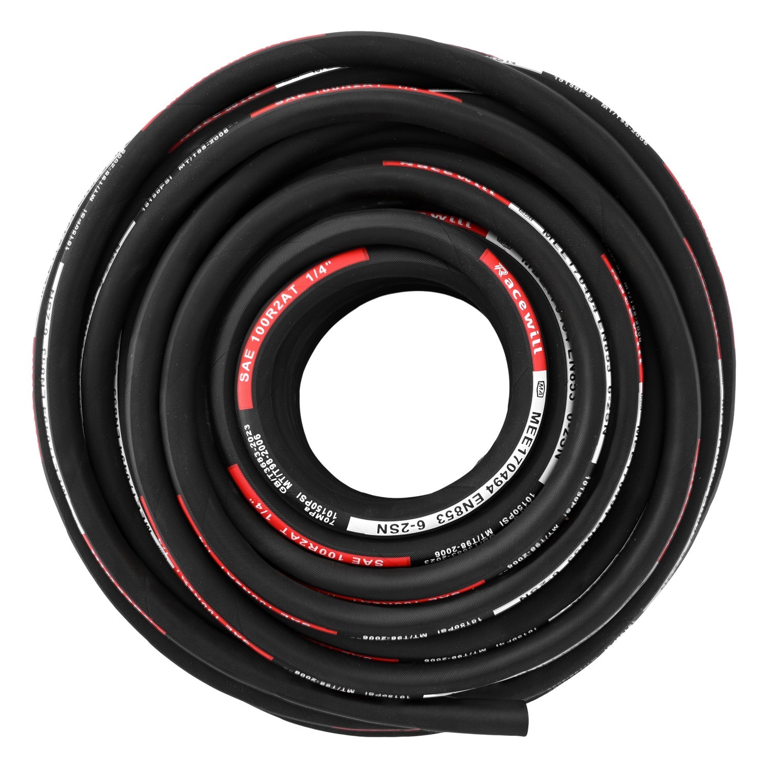 1/4″ 100′ HYDRAULIC HOSE TWO WIRE HOSE FLEXIBLE 70MPa / 10150PSI WITH 24 FITTING