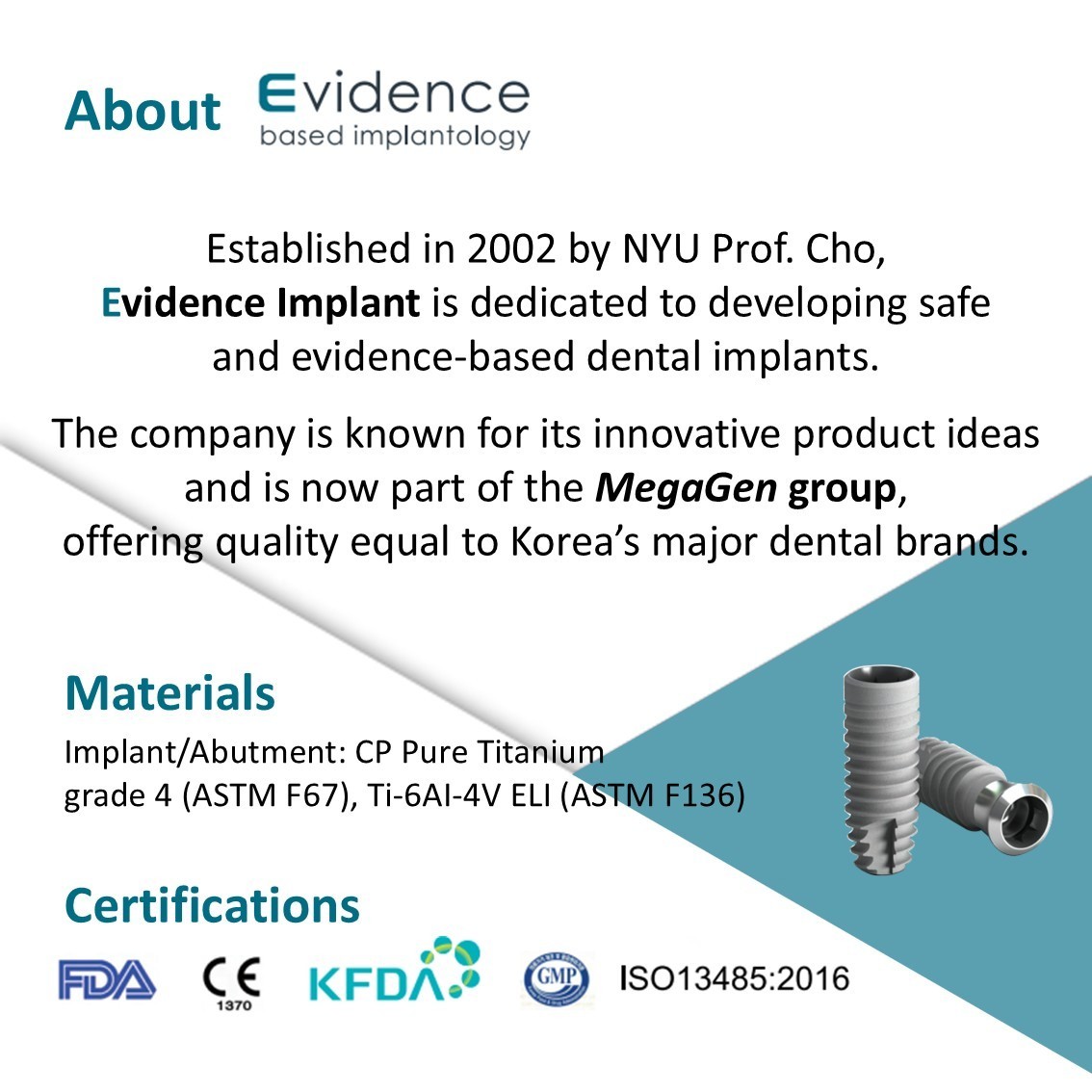 Evidence Bone Level Tapered Fixture Int Hex 2.1/2.5mm Korea Made