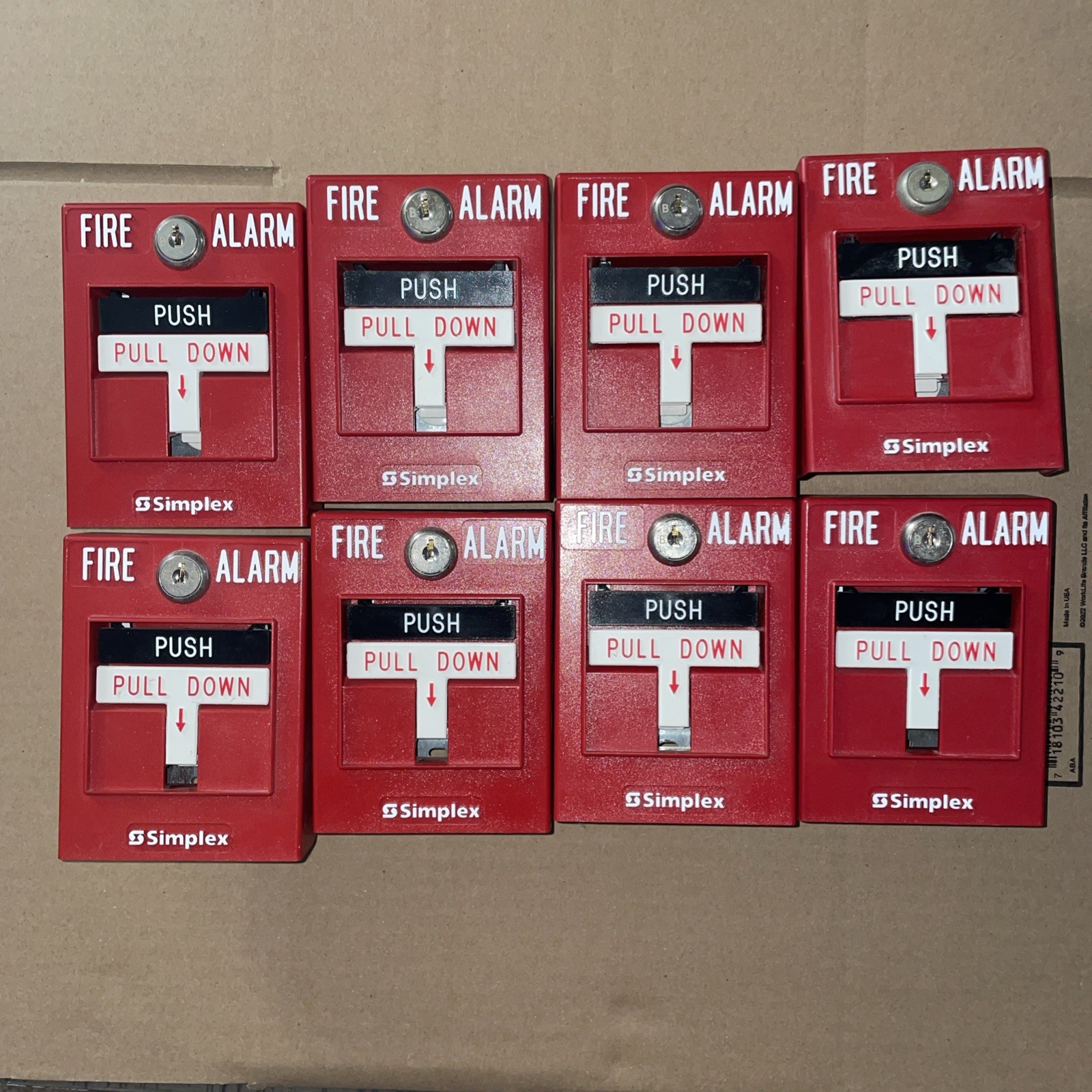 LOT OF 8 Simplex Fire Alarm Pull Station 4099-9003 With Only 1 Key. Used