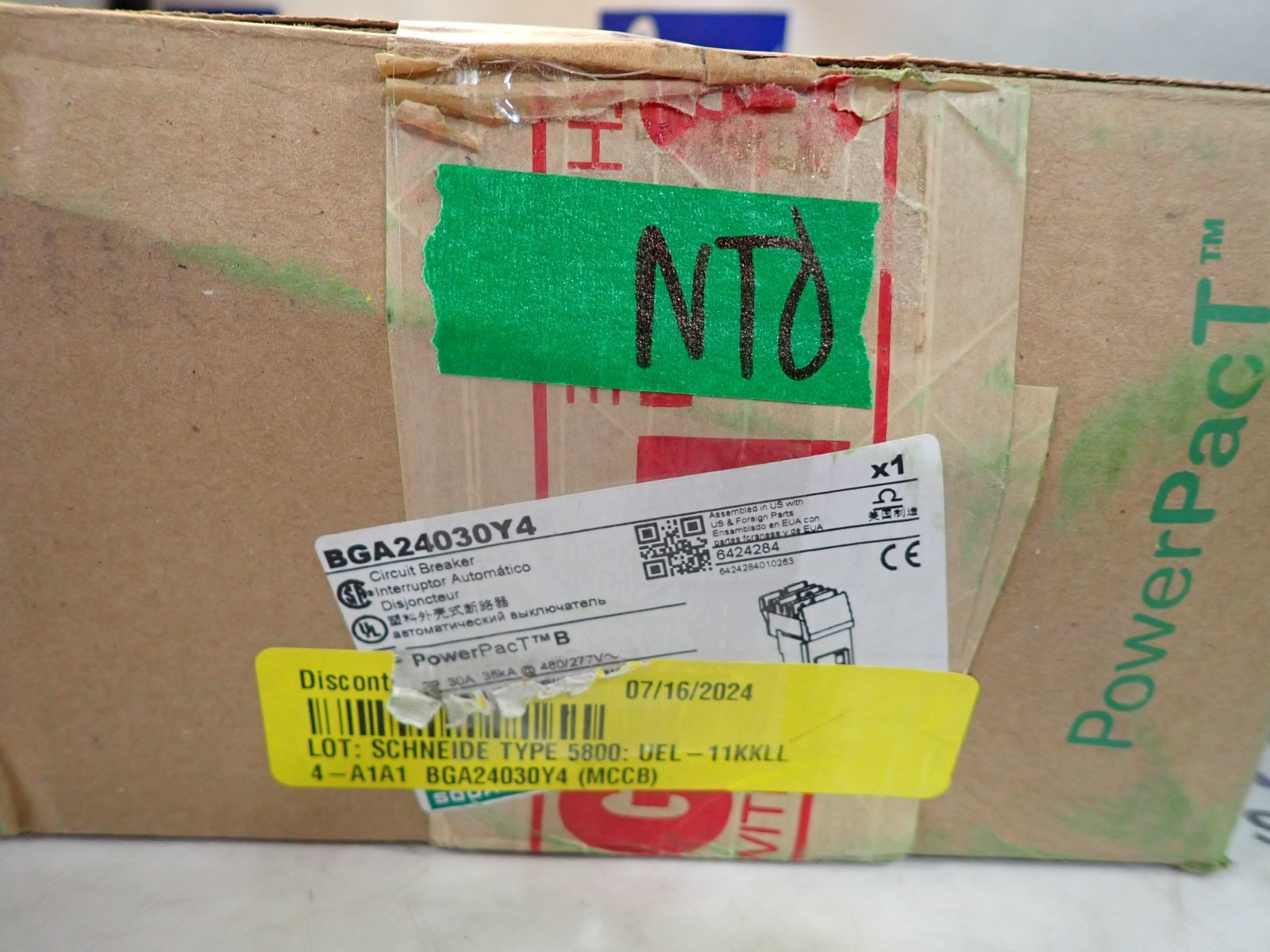 New Take Out – Square D Circuit Breaker BGA24030Y4 2P 30A 35kA @ 480/277VAC
