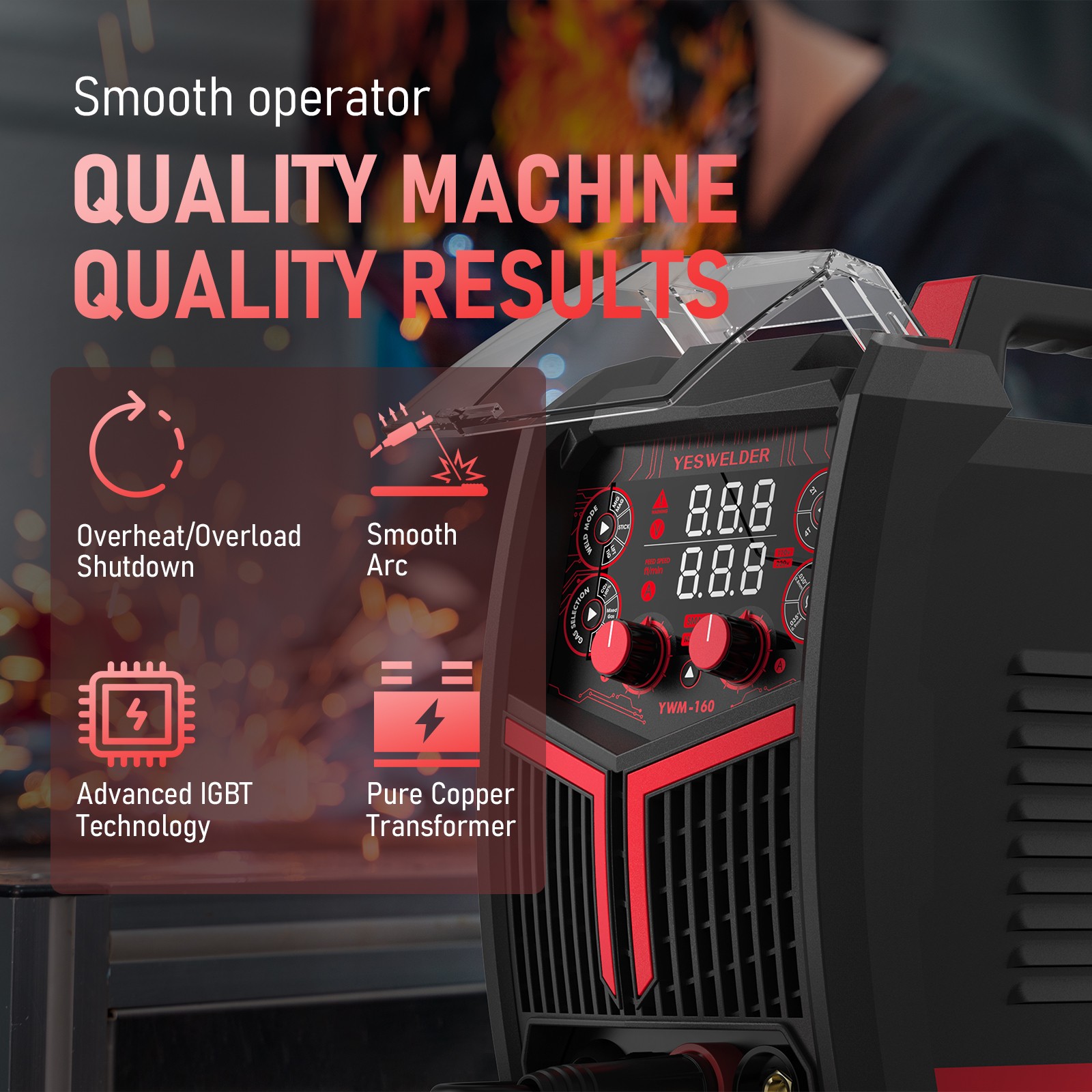 Flux Cored/MIG/Lift TIG/Stick Welder,160Amp 110V/220V, 4 in 1 Welding Machine