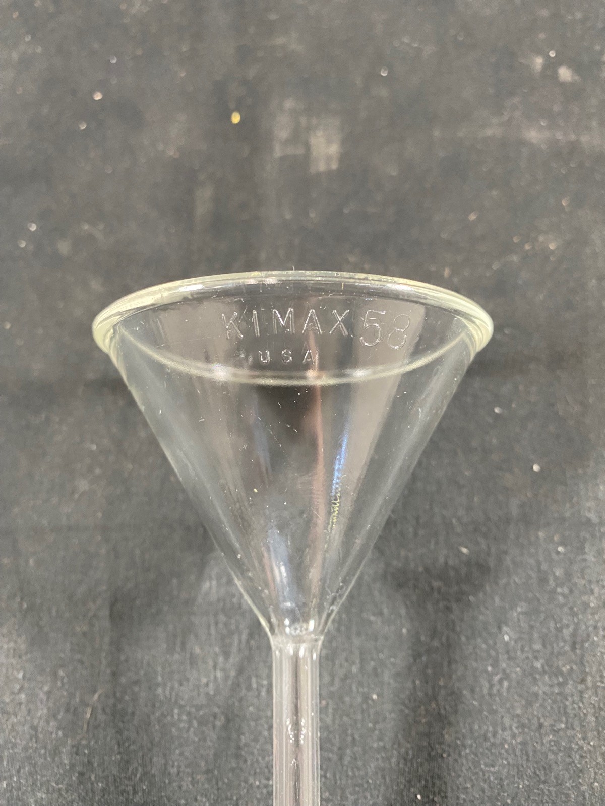 KIMBLE KIMAX Glass 60mL 65mm I.D. 58° 6″ Long Stem Funnel 28900-65 (6/pk) (B)
