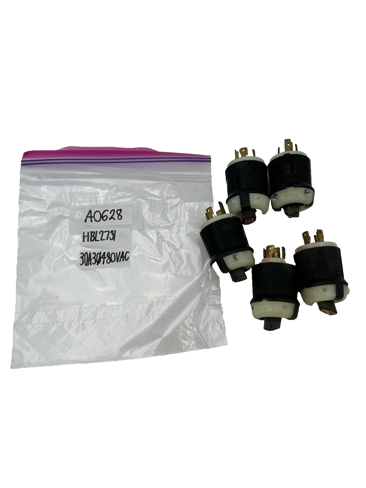 (Lot of 5)Hubbell InsulGrip Twist-Lock Plug 30A 3-Ph 480VAC 4W 3-Pole HBL2731