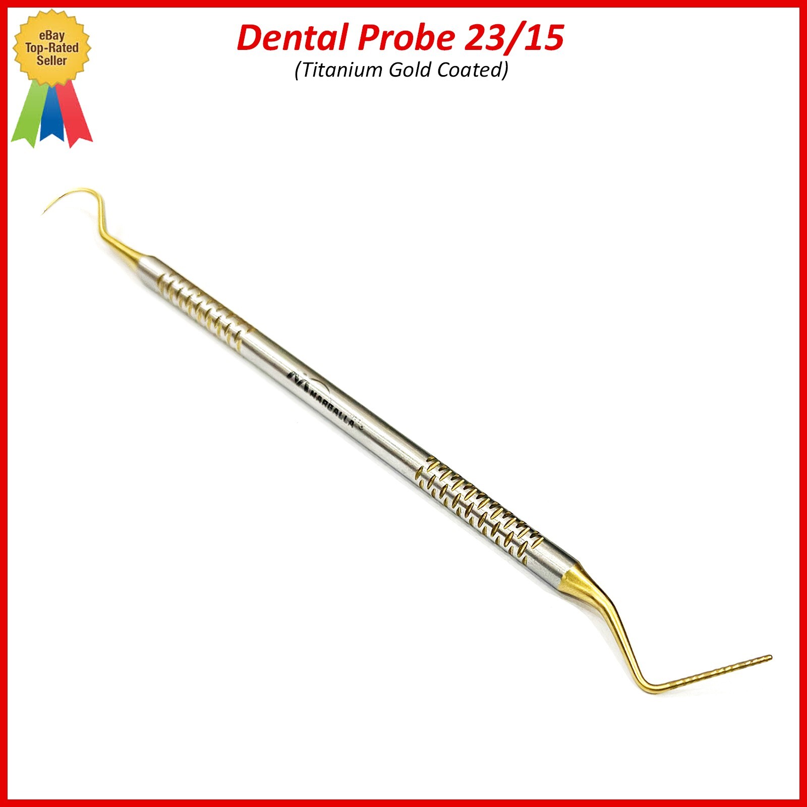 2Pcs New Dental Explorer-Probe 23/15UNC High Quality Titanium Gold Coated
