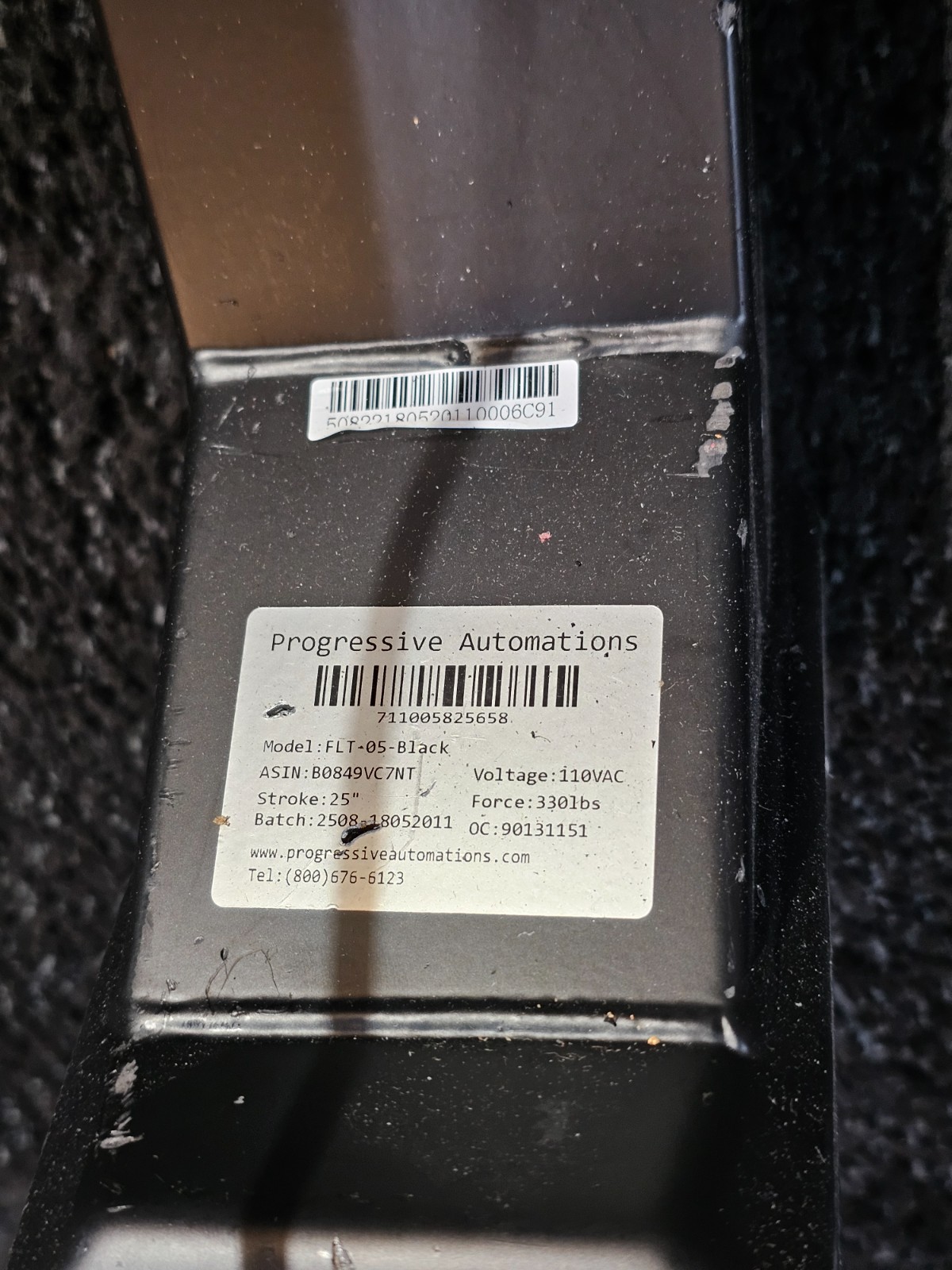 Progressive Automations FLT-05-Black Adjustable Desk Leg Column, Leg Only