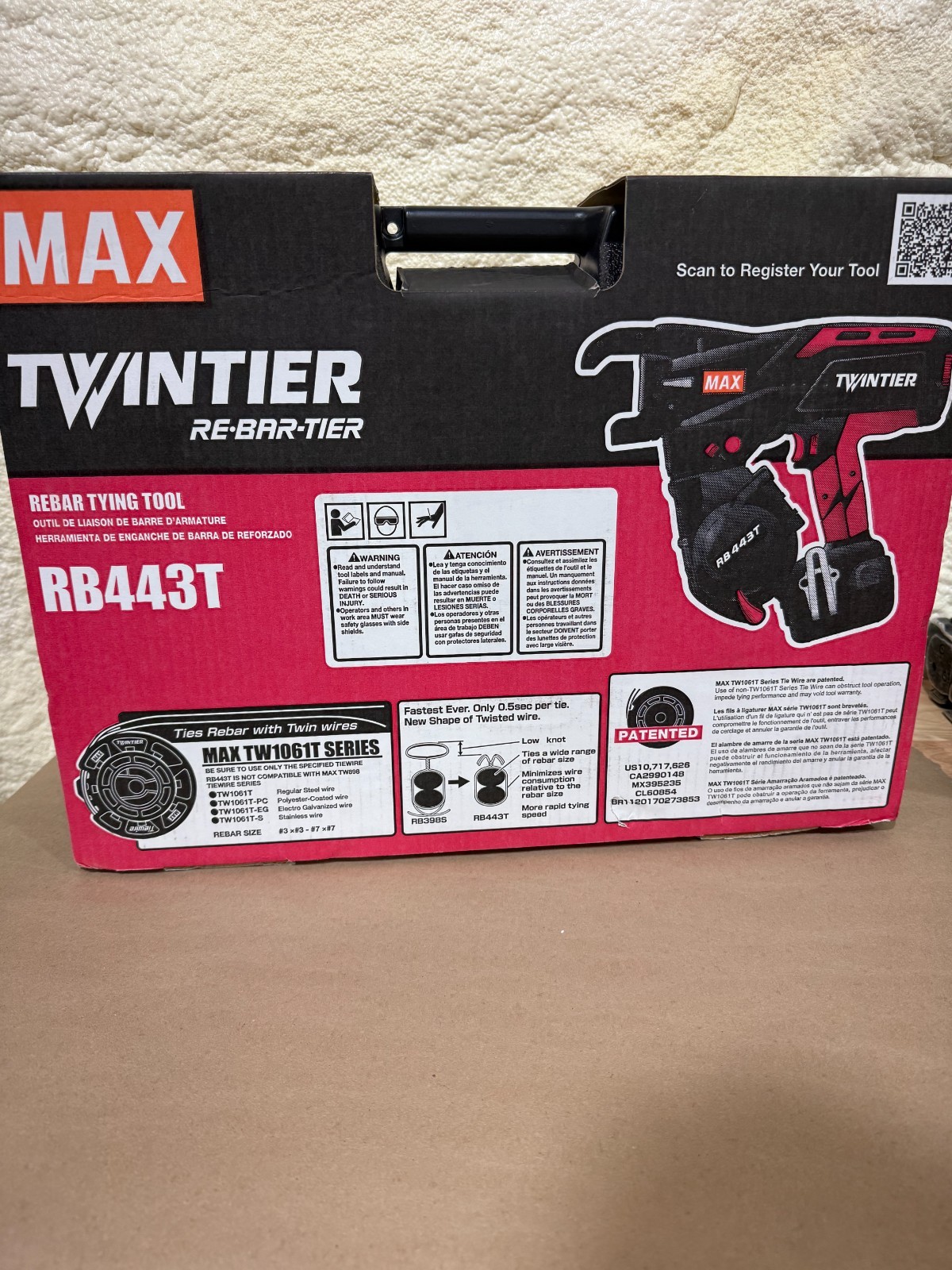 Brand New MAX RB443T TwinTier Rebar Tier Tool Kit w/ Case, Battery & Charger