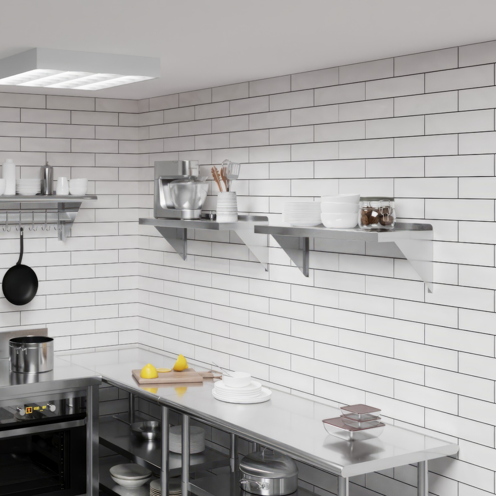 12 in. x 30 in. Stainless Steel Wall Shelf With Squared Edge