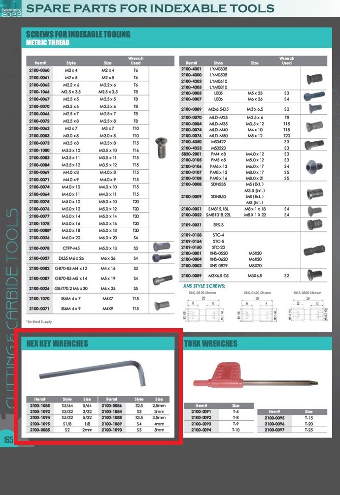 S5/64 HEX KEY WRENCH (2100-1085)