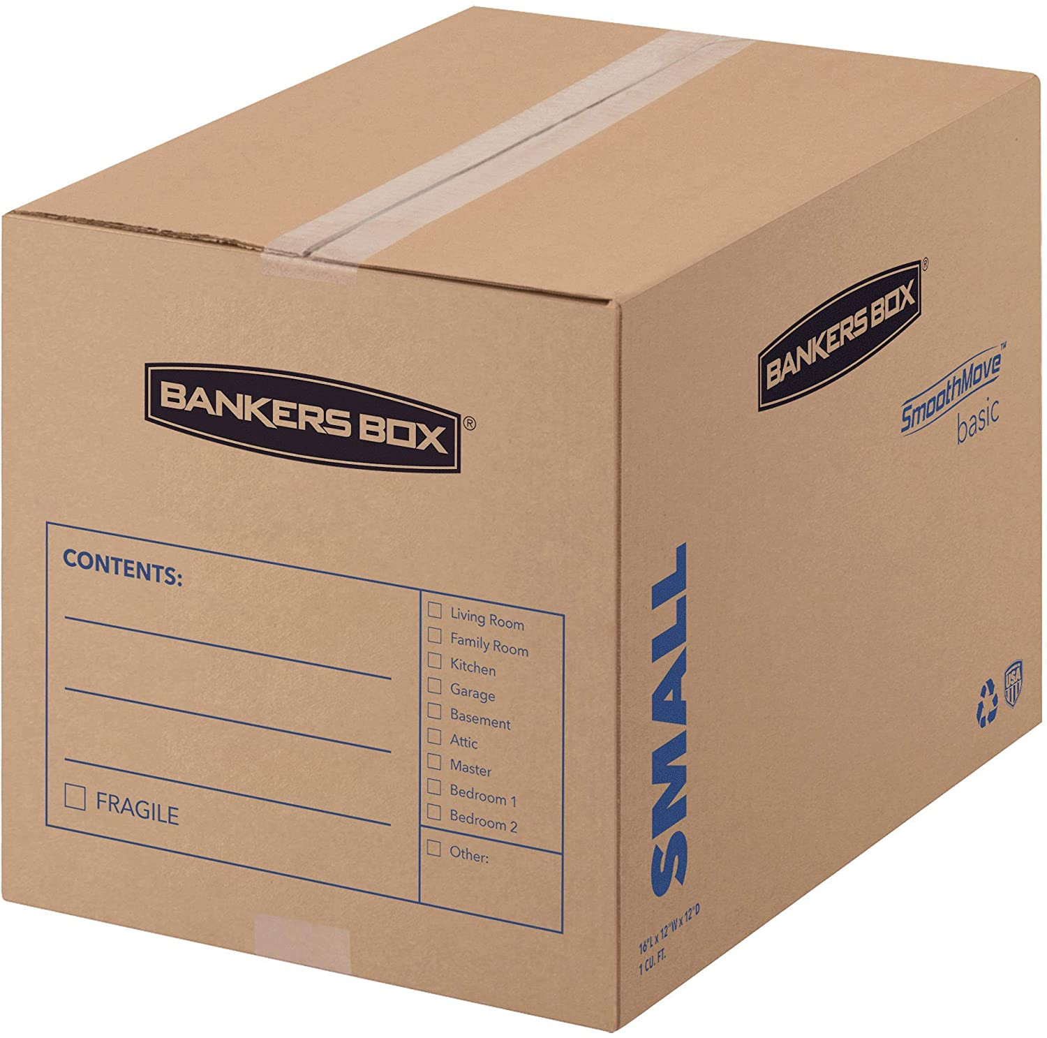 Small Moving Box 15 Pack, Pre-Printed for Labeling, 16.5-In X 12.25-In X 12.675-