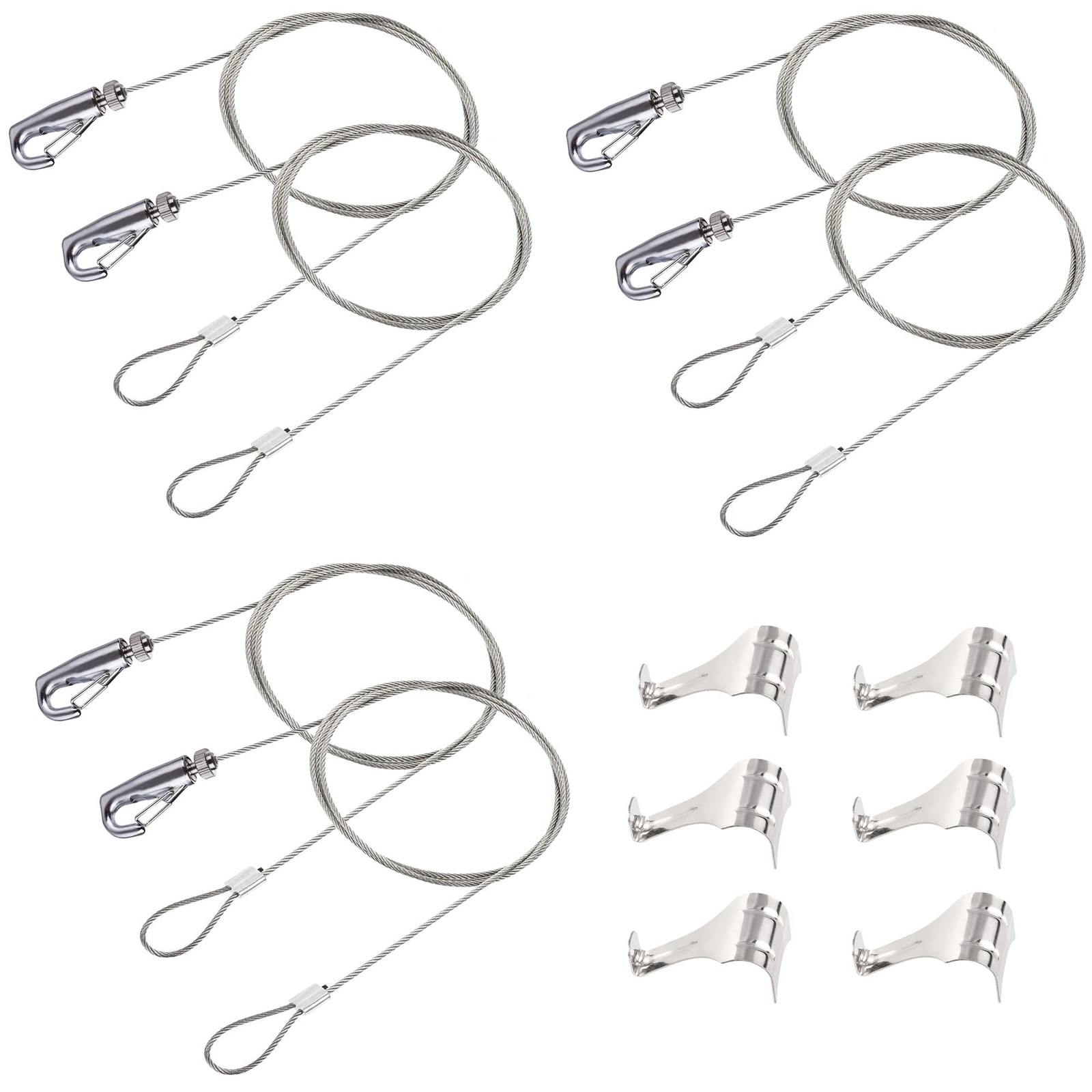 6 Pack Picture Rail Hooks and Wire Hanging System, 6.5 Ft Wire Cables, Adjust…