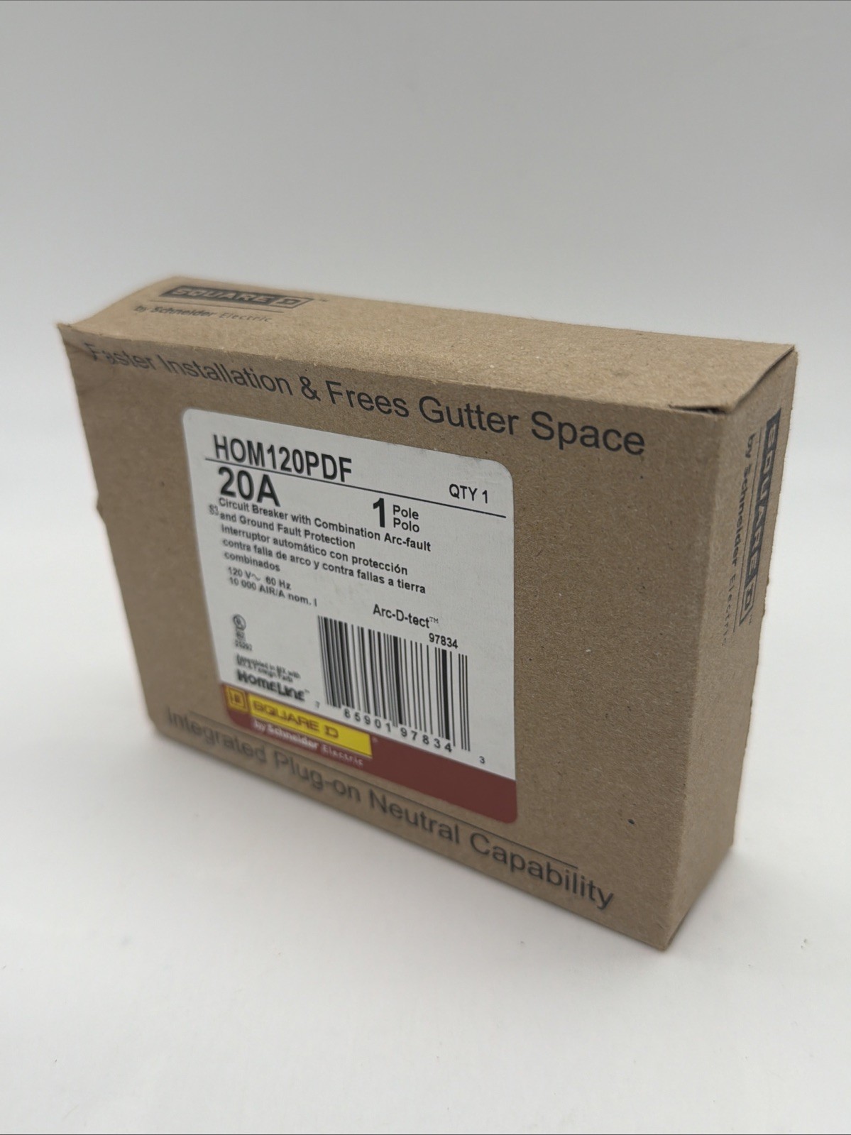 NEW Square D HOM120PDF 20A 1-Pole AFCI/GFCI Breaker – Plug-On Neutral –Ul Listed