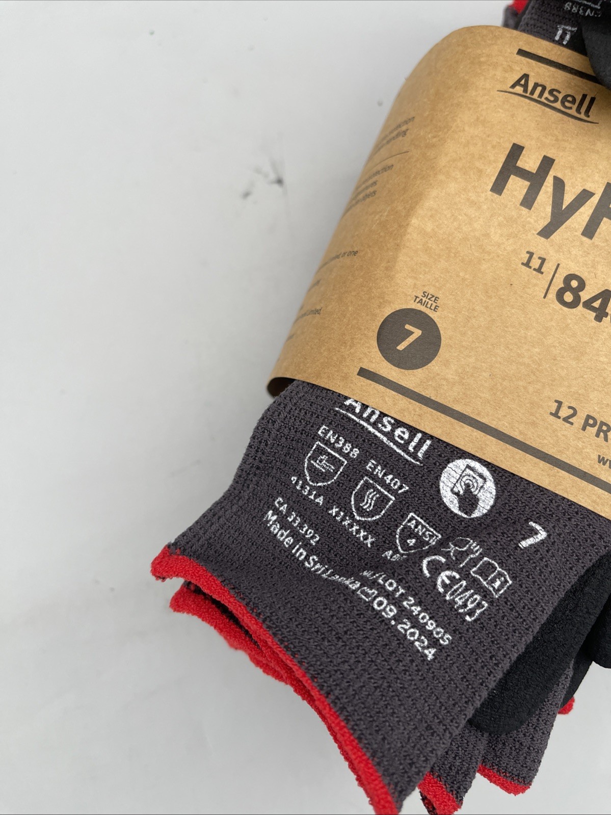 12 Pair Ansell Hyflex Work Gloves 11840 Size 7 Brand New