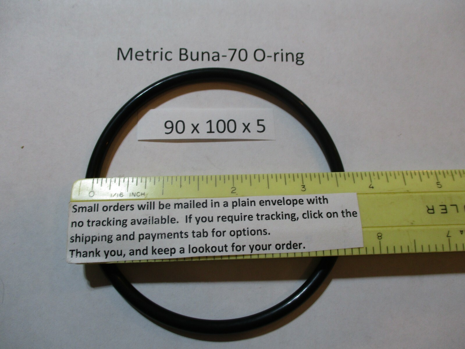 90mm ID x 100mm OD x 5mm thick O-ring. Buna-70. Quan 1.