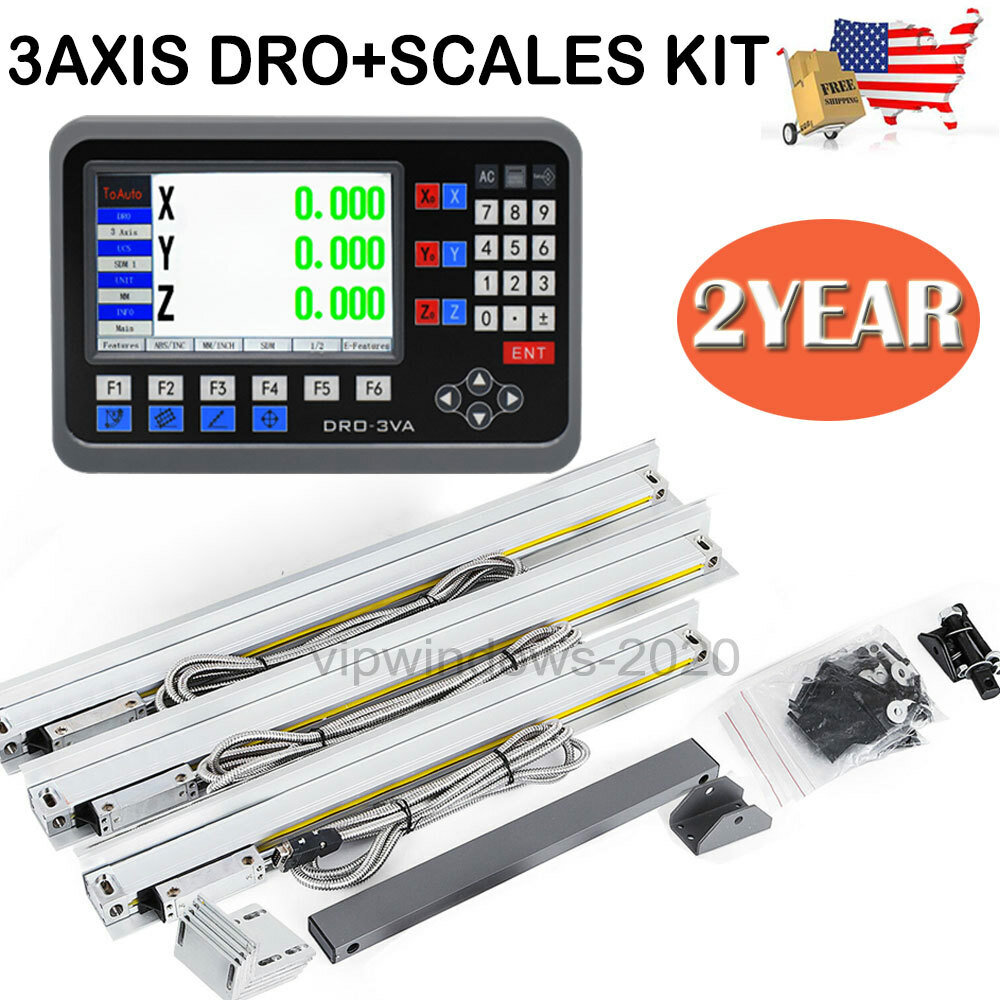 3 Axis LCD Digital Readout 6″ 12″ 24″ Linear Scales DRO Display Kit, US STOCK