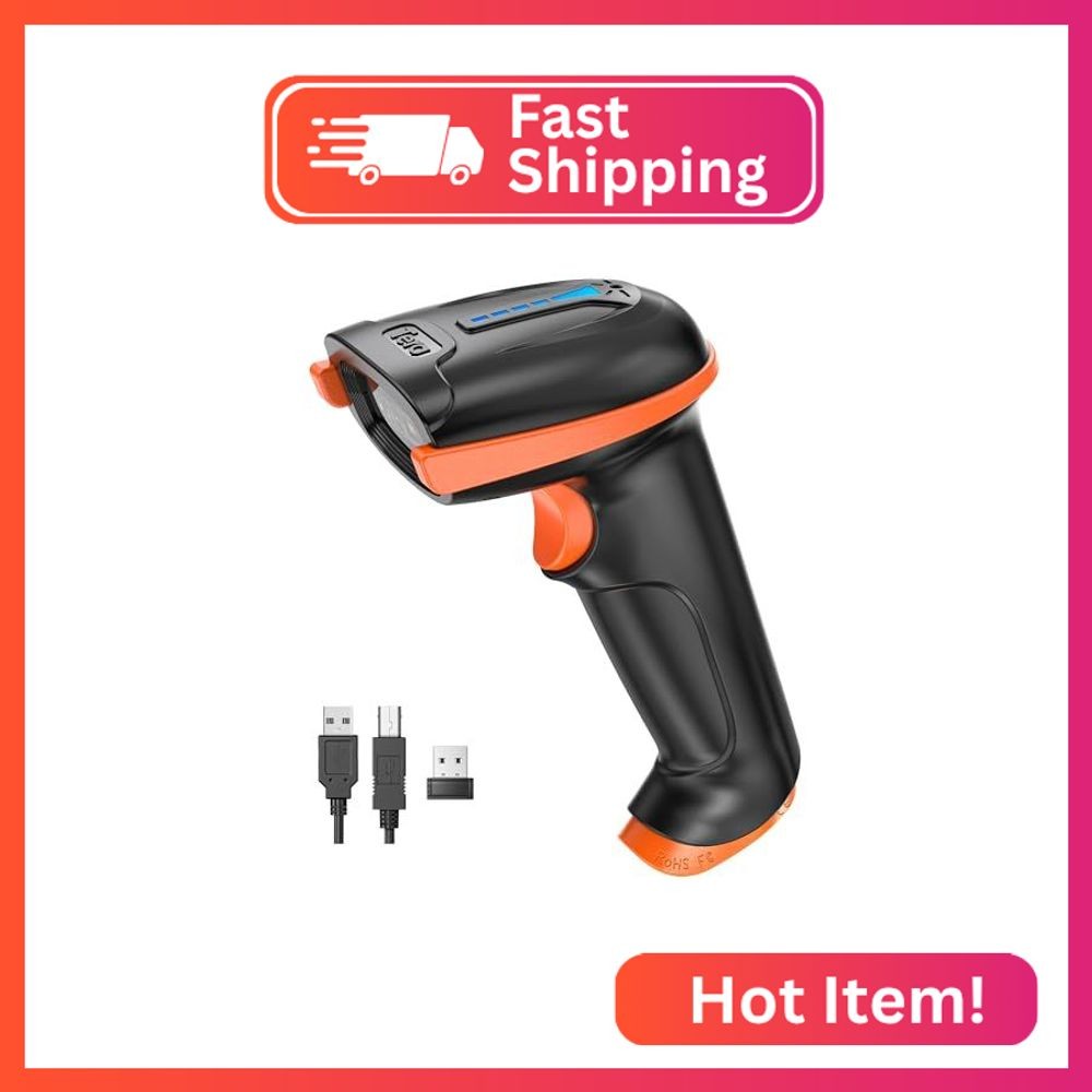 Tera Barcode Scanner with Battery Indicator: 2D Wireless, D5100 Orange