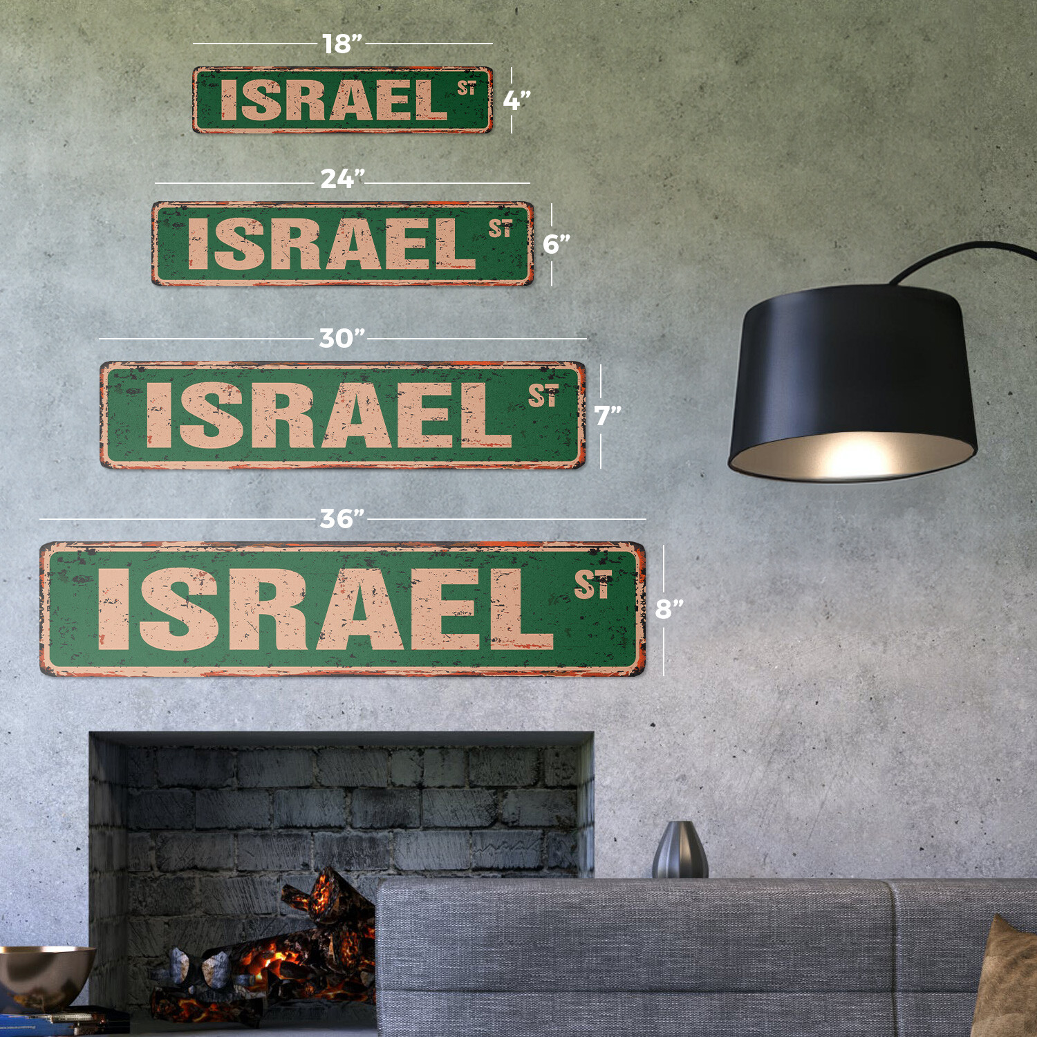 ISRAEL Vintage Street Sign Childrens Name Room Metal Sign