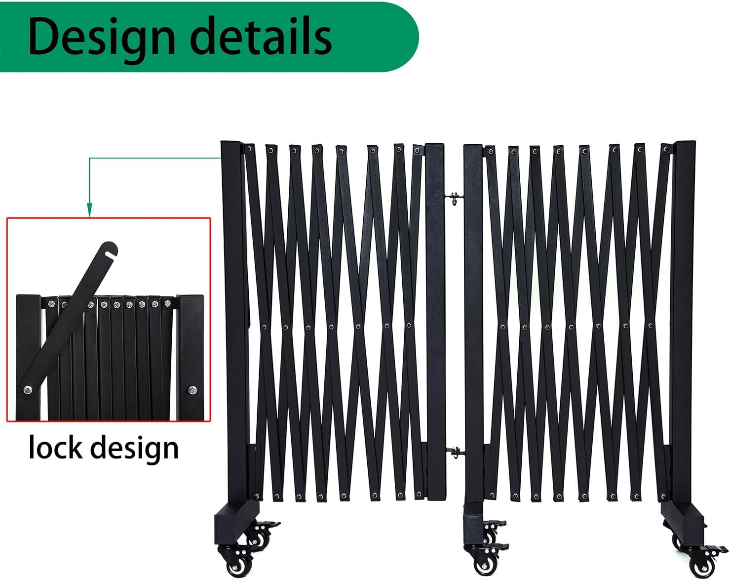 16.5FT Expandable Barricade Gate, Expandable Metal Barricade Gate Alloy Fence an