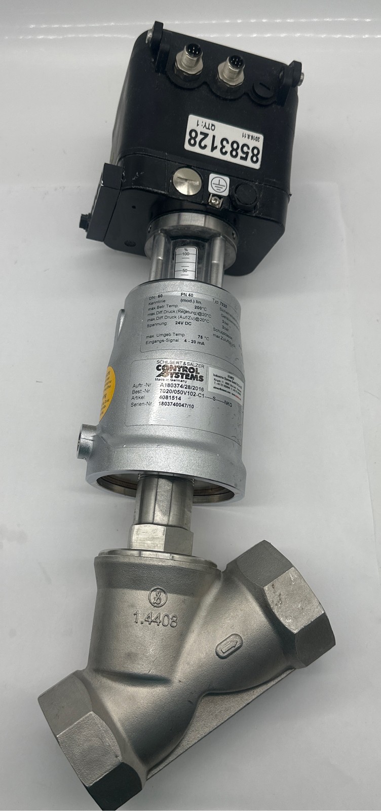 Schubert&Salzer 7020/8049-4 Valve 1.44, Actuator and Digital Positioner Assy