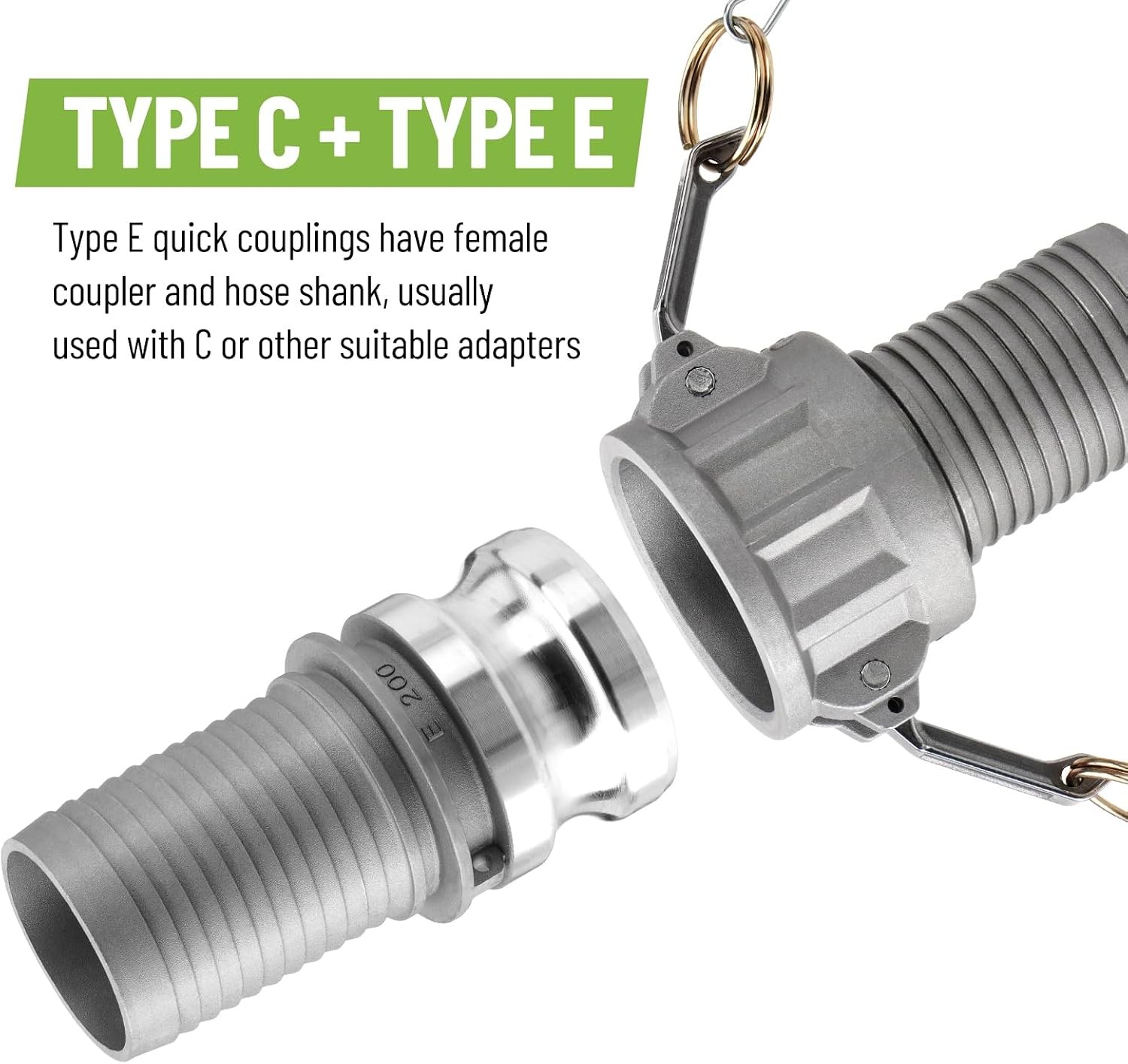 2 Sets Aluminum Camlock Fittings Type C&E 2 Inch Cam and Groove Hose Fitting A++