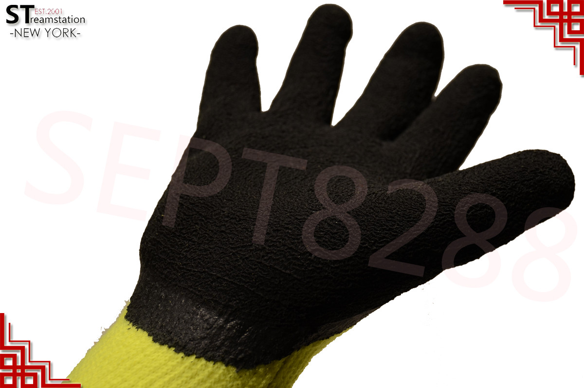 Snow Removal Shovel Glove Winter Warm Insulated Lined Rubber Coated Latex Gloves