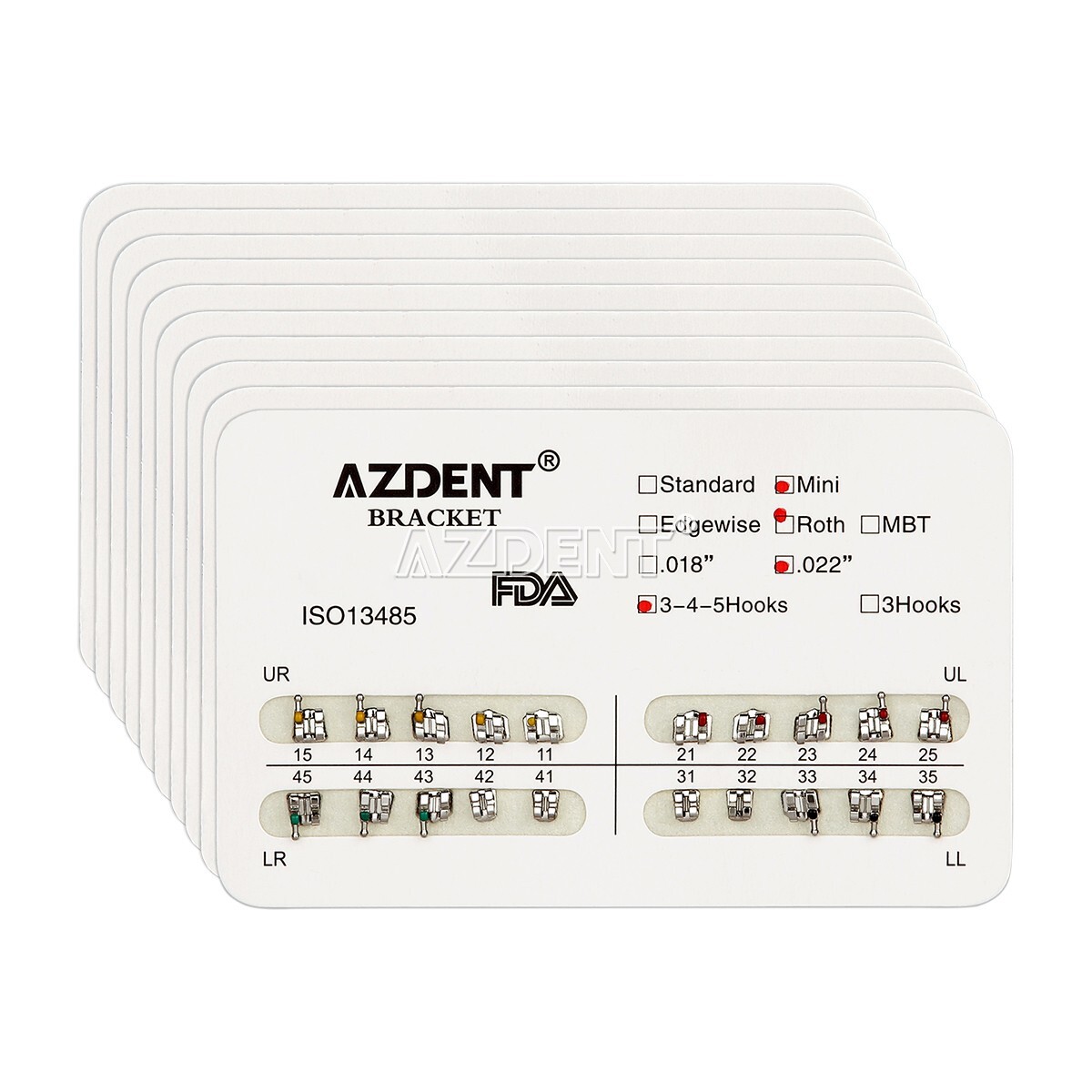 AZDENT Brackets de ortodoncia dental Brackets Mini Roth Slot.022 Hooks 3-4-5