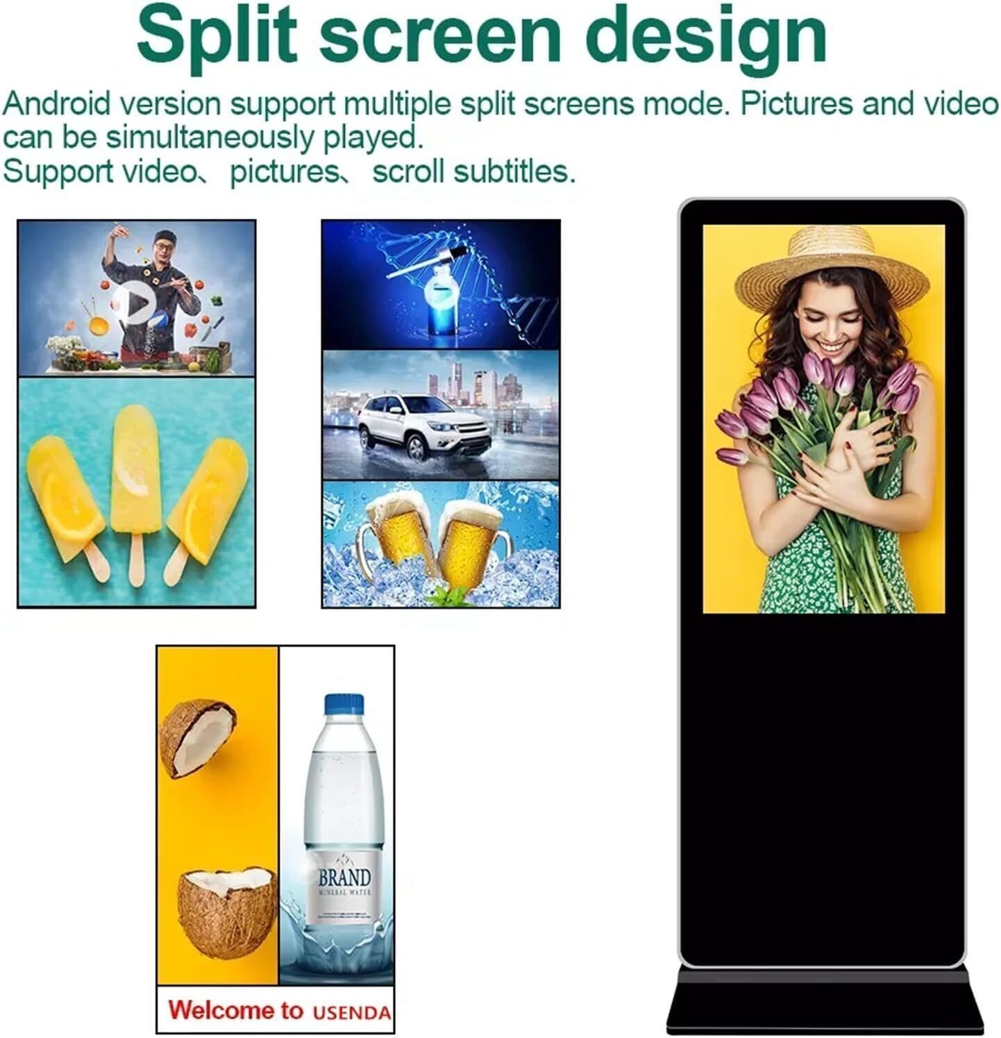 Commercial LCD Screen Digital Signage Display Non-Touchscreen Advertizing iosks