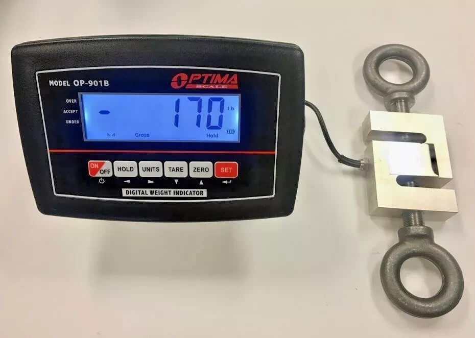 3000 lb x 0.1 lb S-type CRANE SCALE HANGING SCALE – CALIBRATED – TENSION SCALE