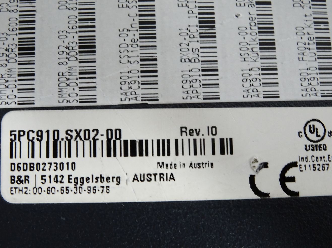 B&R 5PC910.SX02-00 Rev.I0 APC910 System Unit