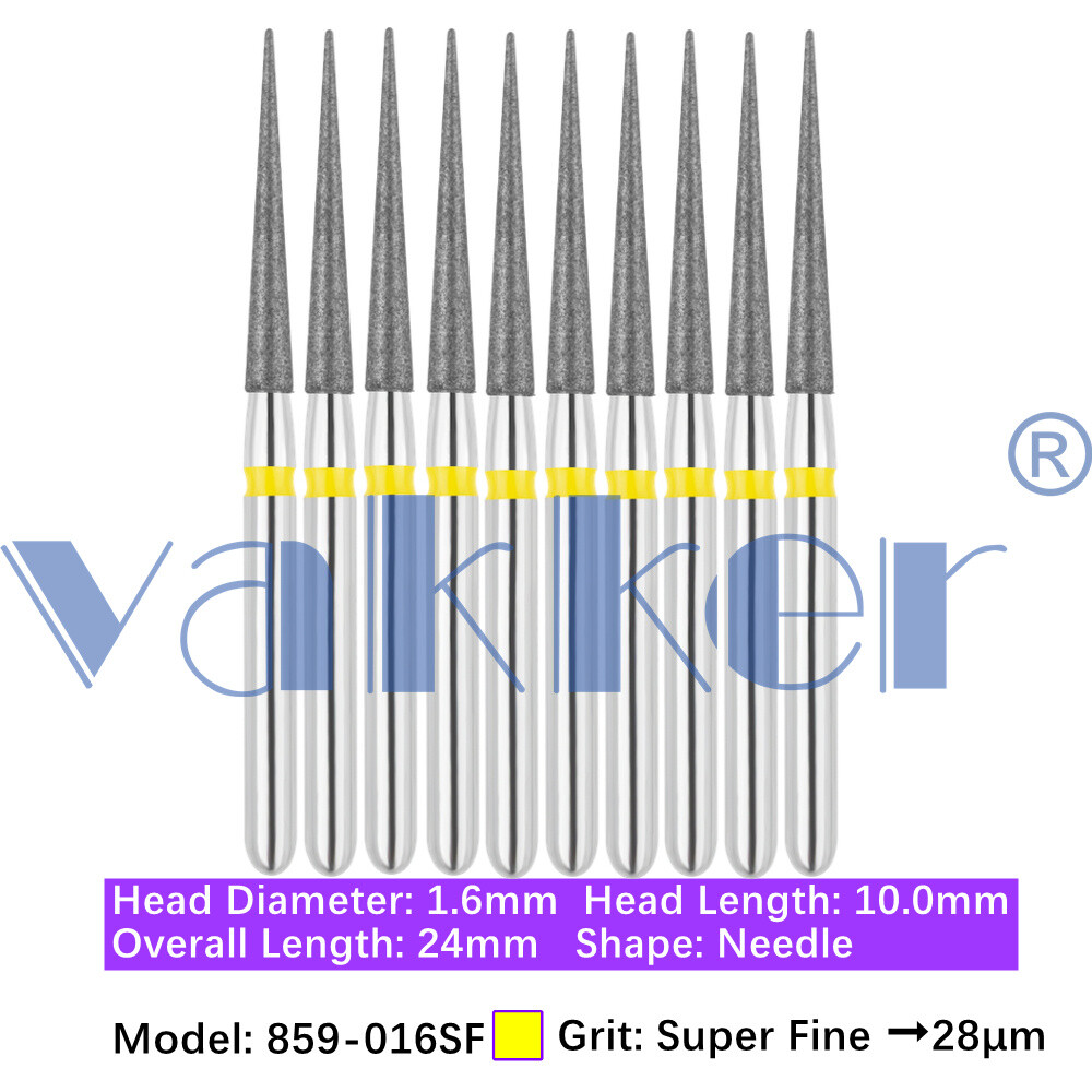 Vakker 10pc Diamond Bur Needle Diamond Burs for Handpiece Fine Medium Coarse