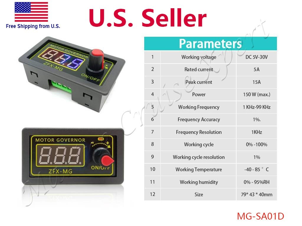 5V-30V Voltage Regulator DC Motor Speed Controller PWM Frequency Duty Cycle