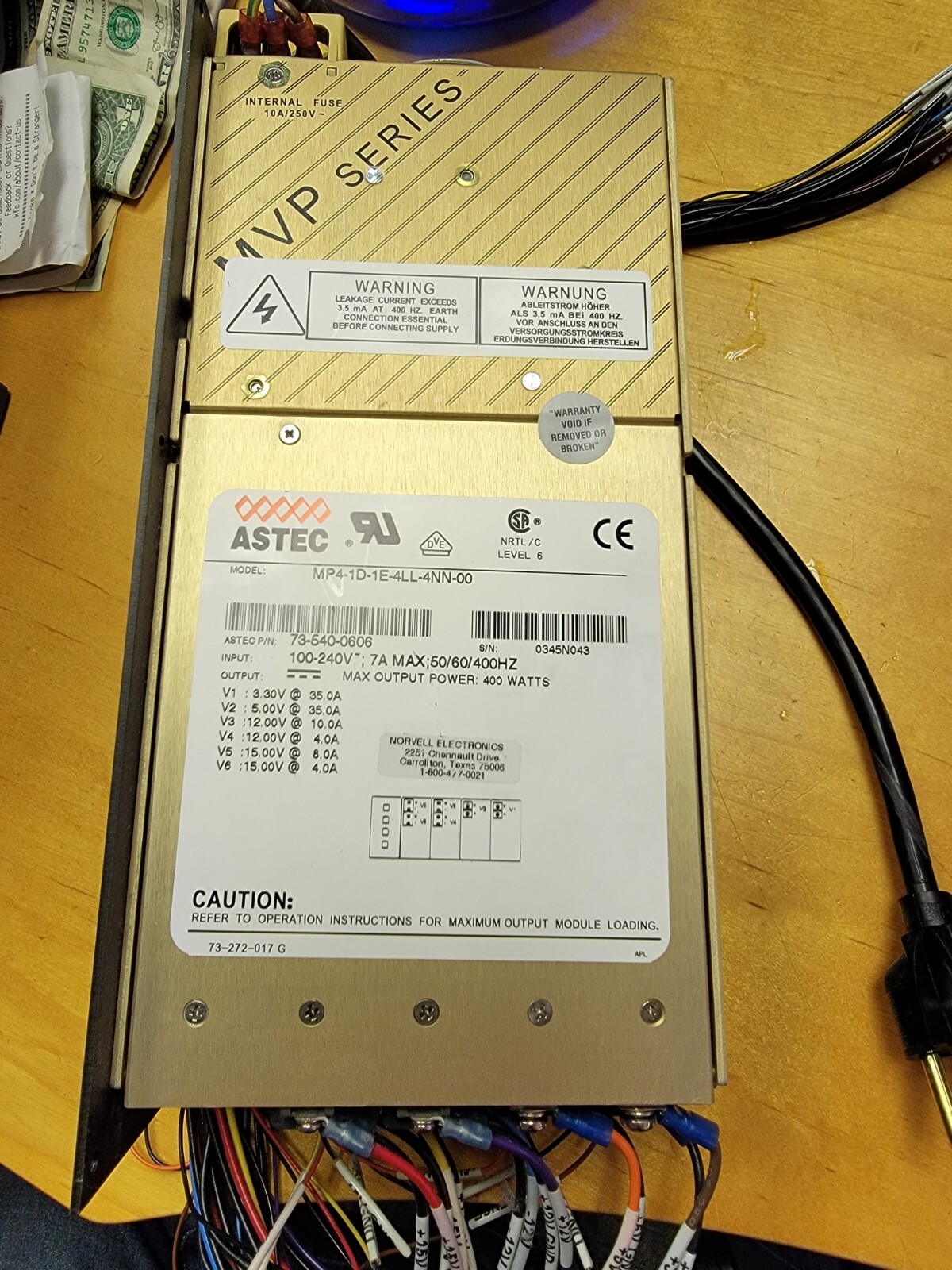 EMERSON Astec 73-540-0606 Industrial Power Supply MVP P4-1D-1E-4LL-4NN-00 400W