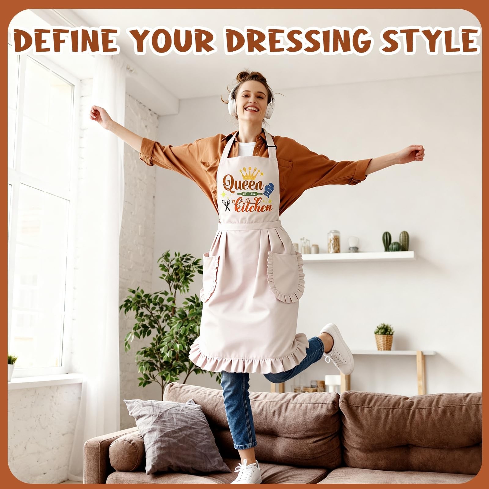 Funny Cooking Aprons for Women Cute Baking Aprons with Pockets Adjustable Bib…