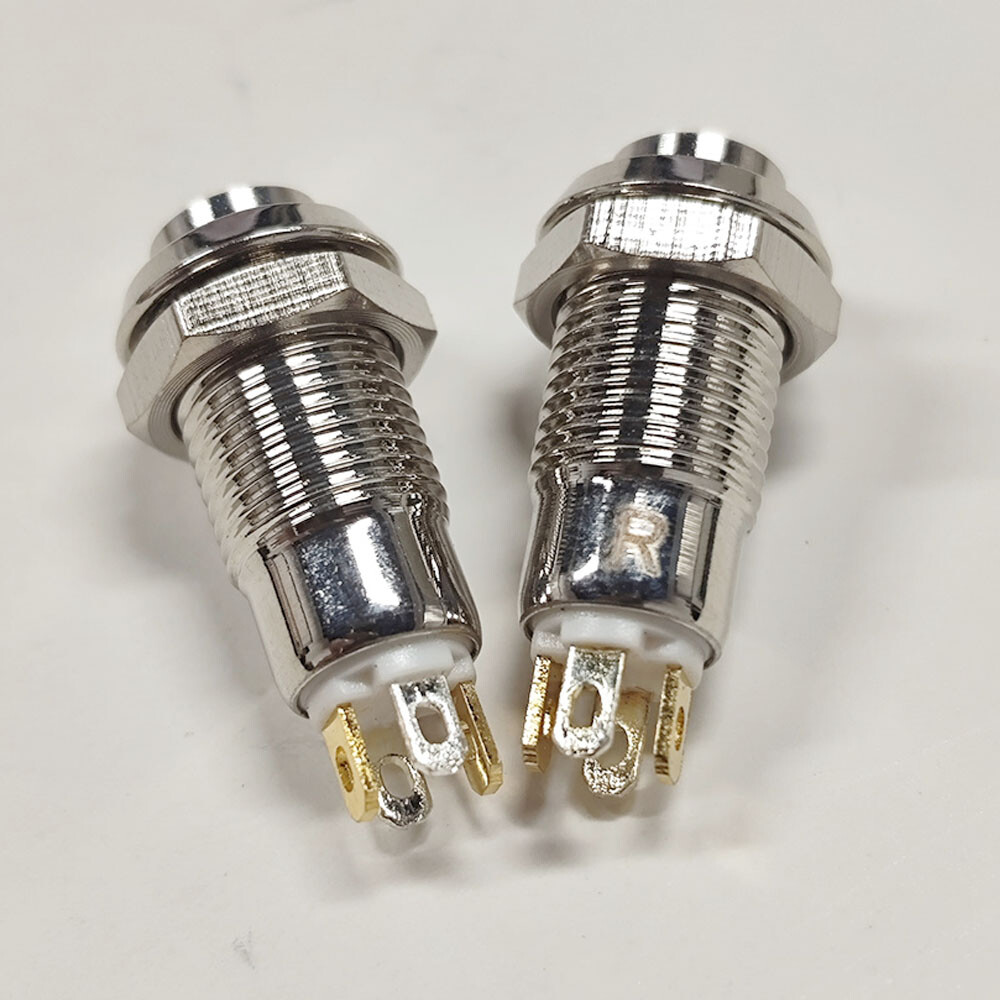 2x 8mm Small Metal Push Button Switch 4-Pin LED Latching/Self Locking Waterproof