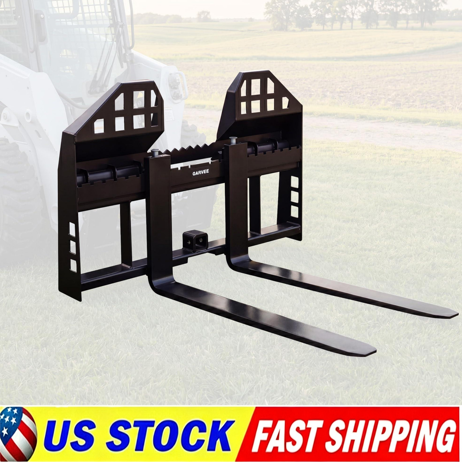 45″ Skid Steer Pallet Fork Frame w/ 48″ Forklift Blades Kubota Bobcat Skid Steer