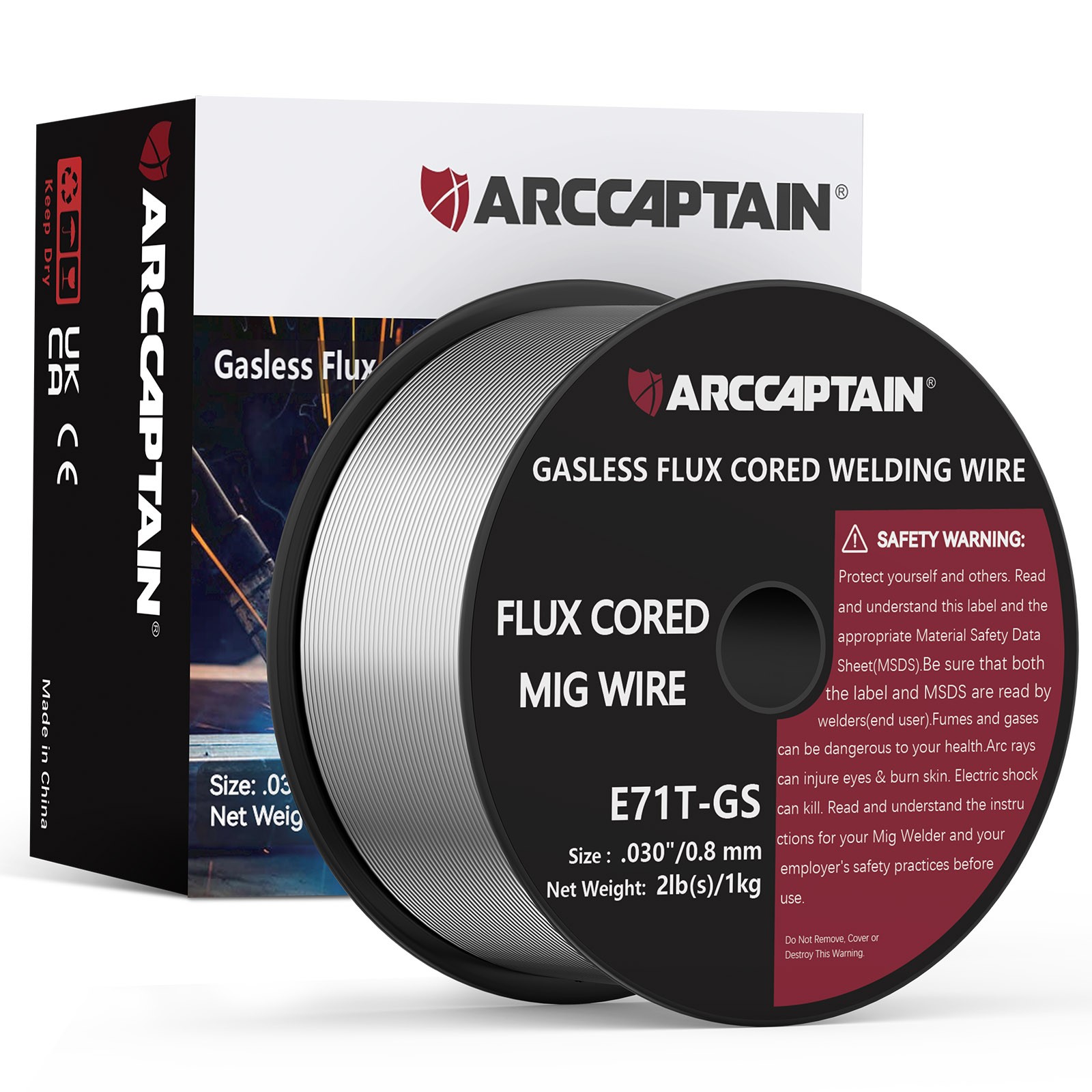 ARCCAPTAIN Flux Core Mig Welding Wire .030″ E71T-GS 2 Lbs Gasless Mild Steel MIG