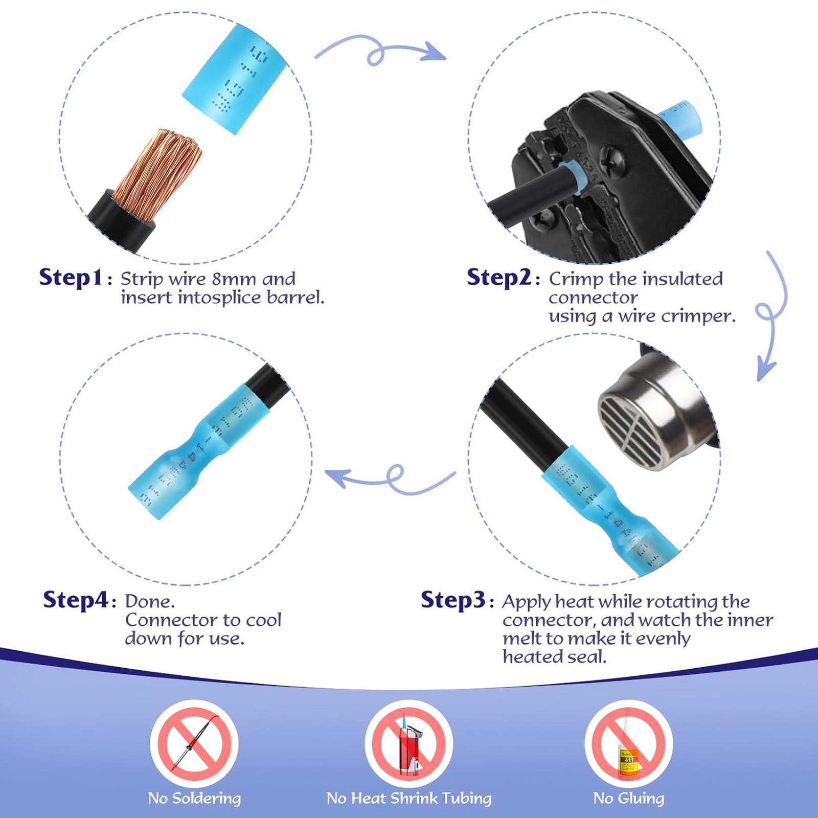 Heat Shrink Wire Connectors Kit Waterproof Marine Grade Crimp Terminals Tinned