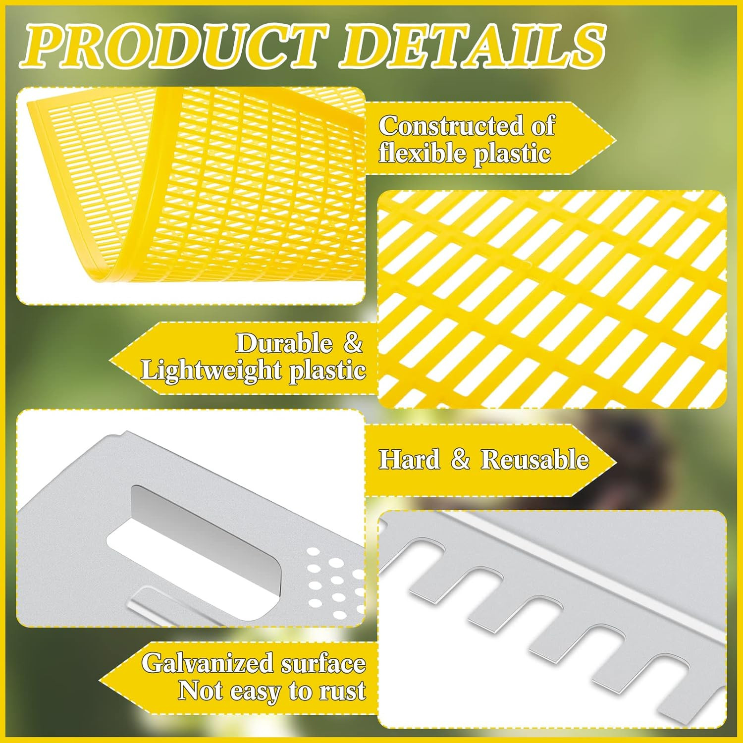 6-Piece Plastic Queen Excluder Set for 10 Frame Beehives – Yellow