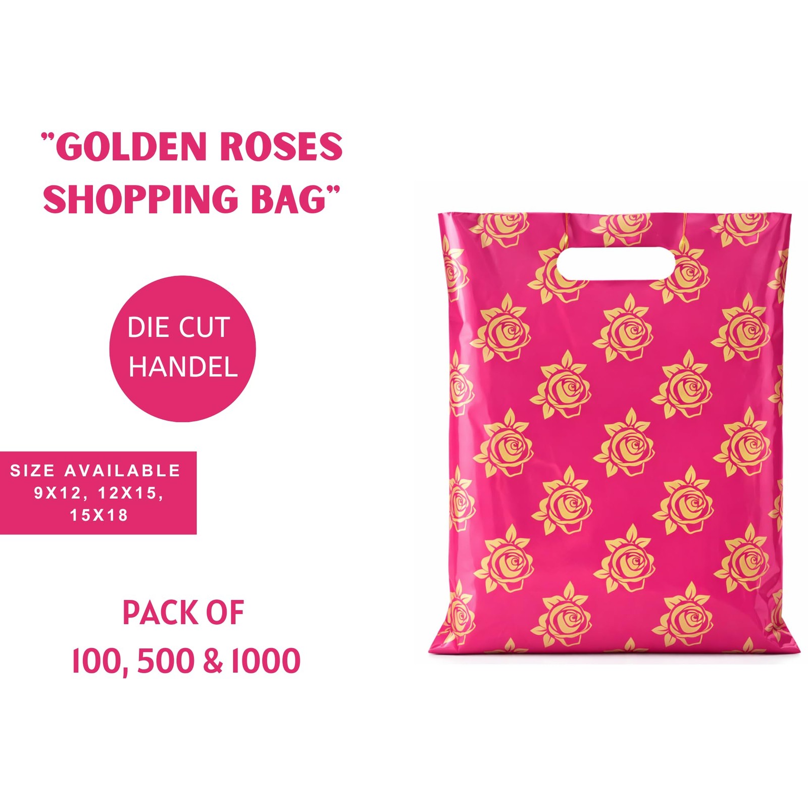 Infinite Pack Large 9″x12″(100pcs) Golden 9″X12″, PACK OF 100, Roses